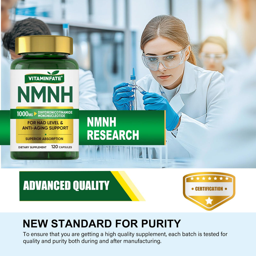 VITAMINFATE NMNH Supplement 1000 mg - 120 Capsules | NMN Alternative | Supports Anti-Aging, Cellular Energy and Repair, Metabolism & Brain Boost VITAMINFATE Au supplements