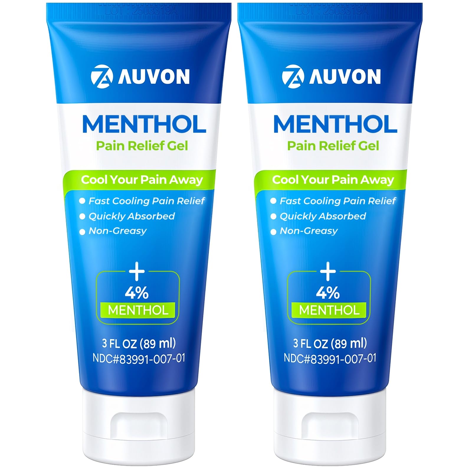 AUVON Menthol Pain Relief Gel for Chronic Joint & Back Pain, Arthritis Pain Reliever for Muscle Pain Relief, Fast-Acting Menthol Cooling Gel Soothes Knee, Hip, Shoulder, Neck Pain, 3 FL OZ Per Pack AUVON Au supplements