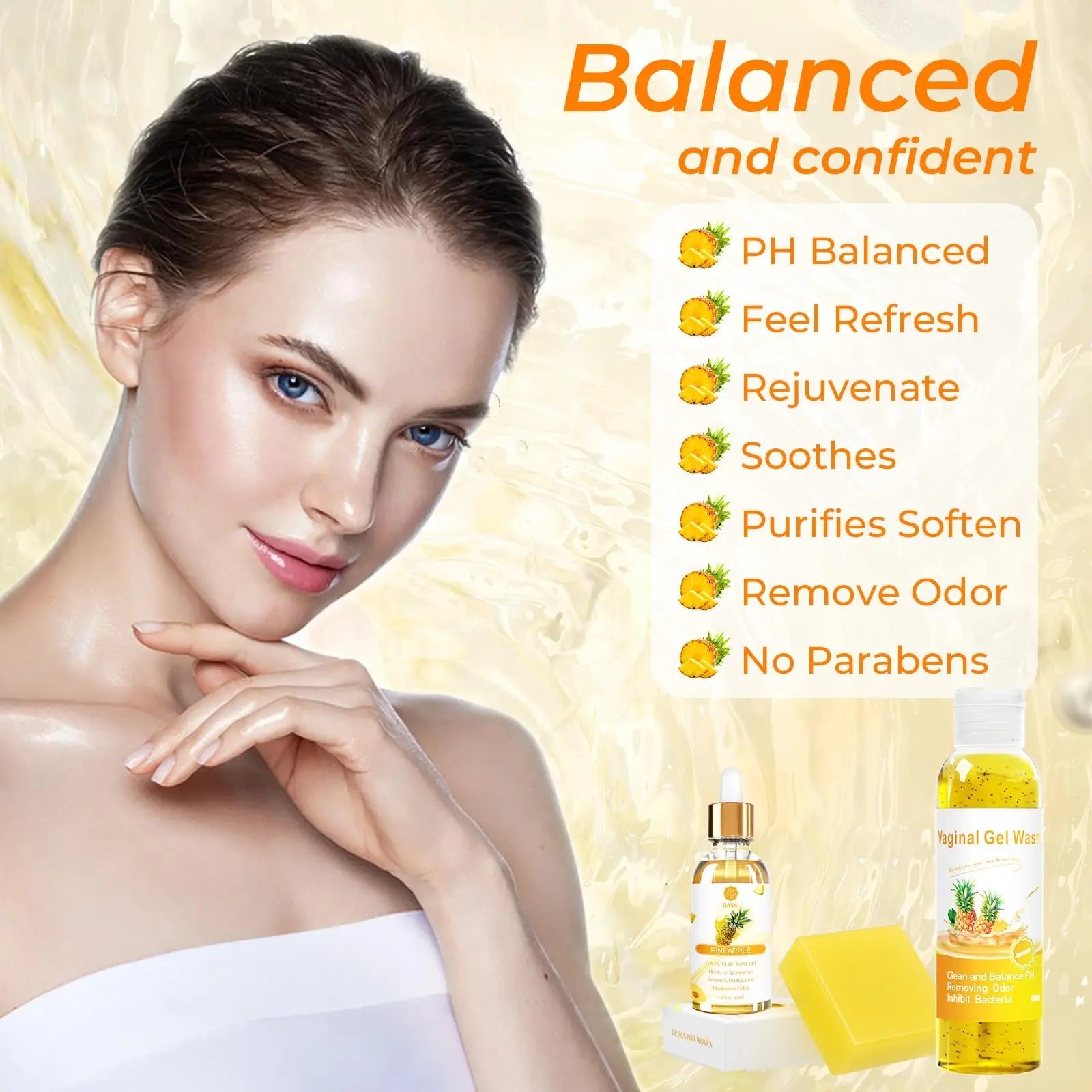 Feminine Wash & Yoni Oil & Yoni Soap Set for Women, Yoni Wash for Vaginal Ph Balance Remove Odor BASSI Au supplements