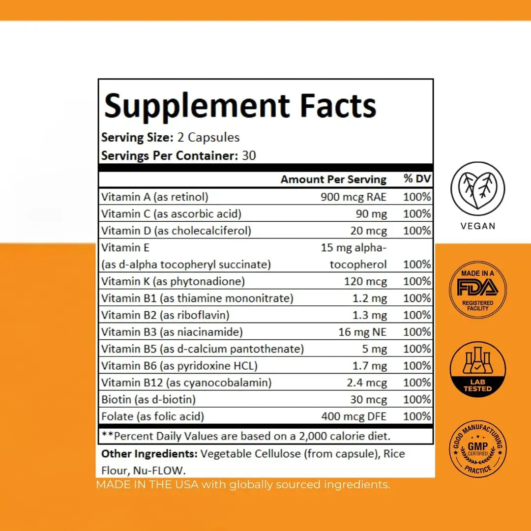 PurePath Non-Toxic Adult Multivitamin - 13 Vitamins - 100% RDA - No Harmful Megadoses - with B6 & B12 PurePath Au supplements