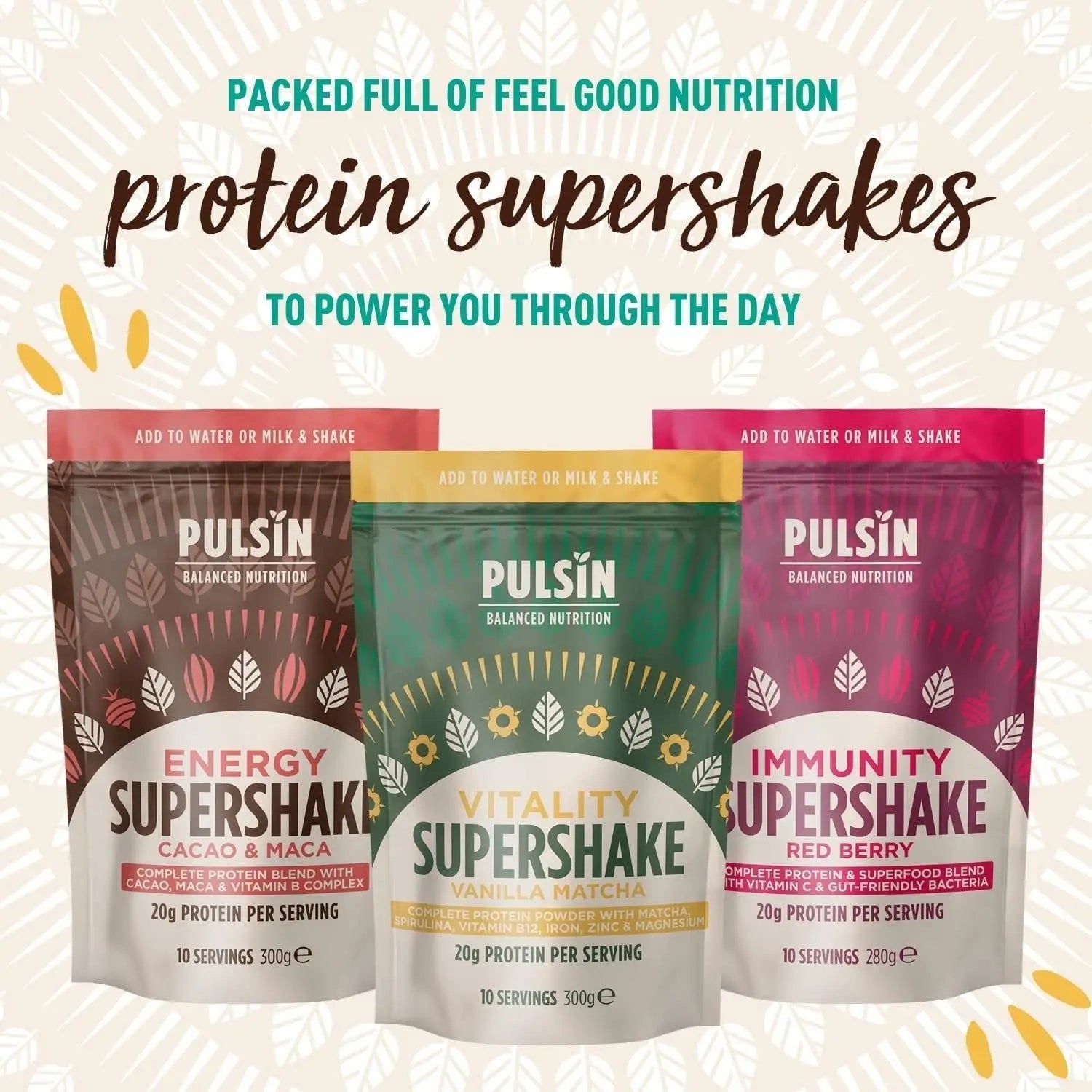 Pulsin - Cacao & Maca Vegan Supershake - 300g - Plant Based Vegan Energy Support Protein Powder Pulsin Au supplements