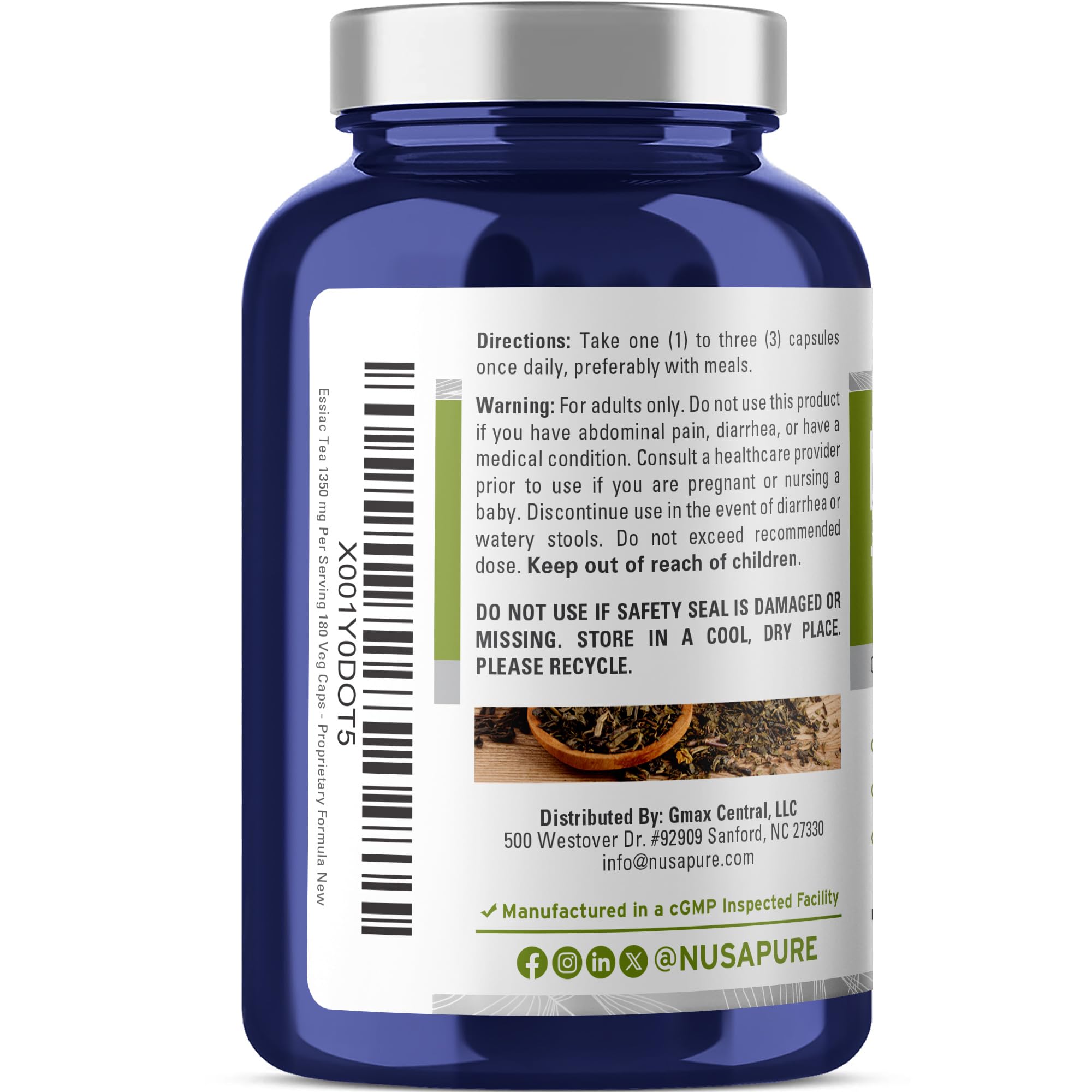 NusaPure Essiac Tea 1350 mg 180 Veggie Caps (Vegetarian, Non-GMO) NusaPure Au supplements
