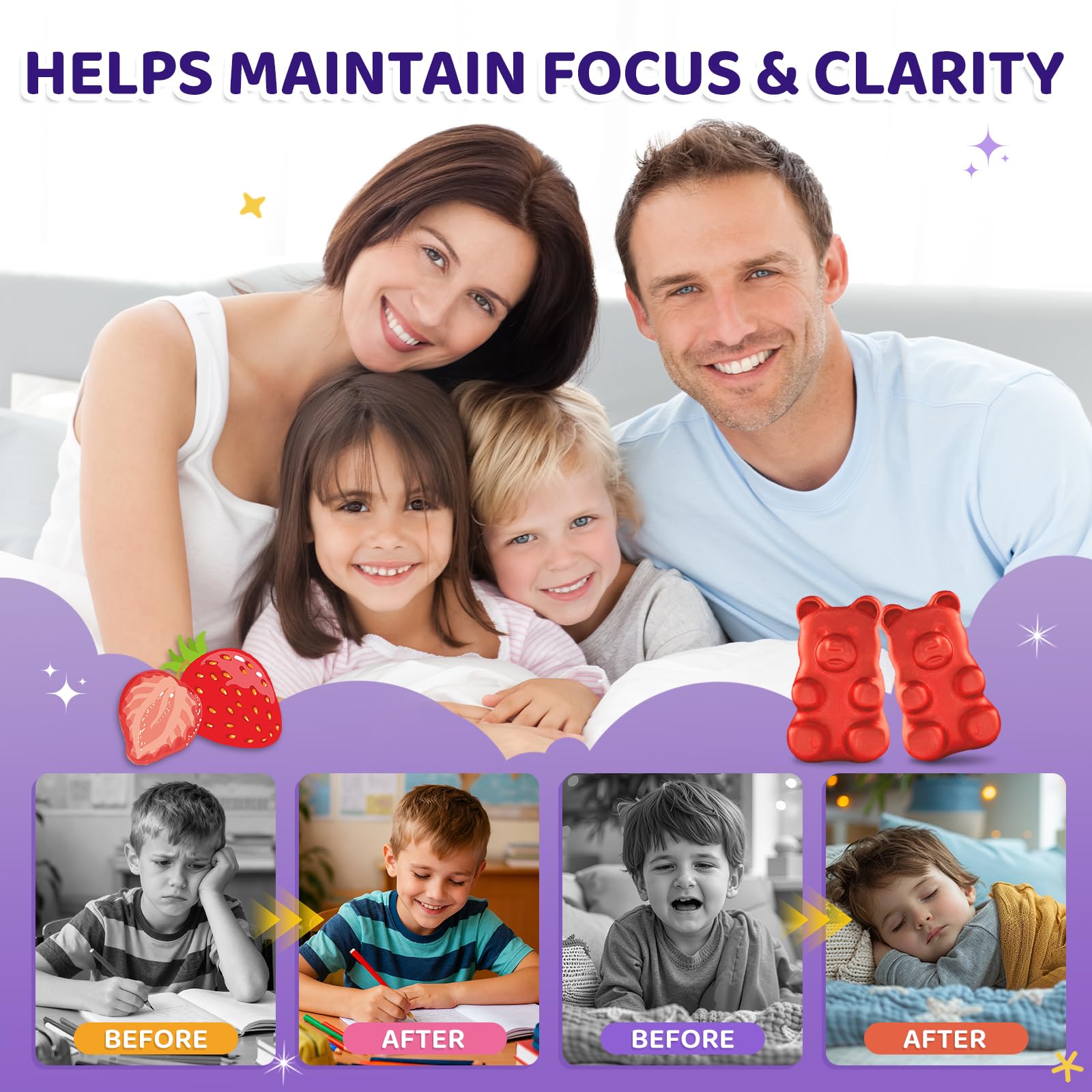 Saffron Gummies for Kids & Adults, 20-in-1 Saffron Supplements with 88.5mg Saffron Extract, B6, B12, C, D3, Magnesium for Calm, Focus, Nerve, Sugar Free, Vegan