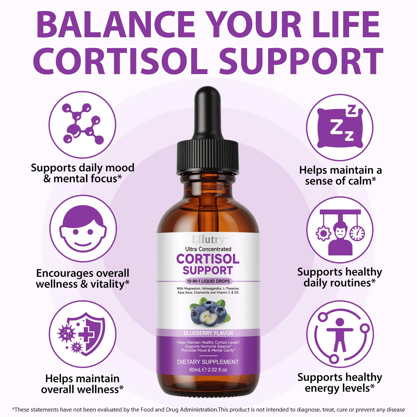 Cortisol Supplement Liquid Drops, Cortisol Supplements for Women & Men, 10 in 1 Cortisol Detox Manager Reducer with Magnesium, Ashwagandha, L-theanine, Hormone Balanced, Sleep Support - 2.02 fl.oz XCTTDXEH Au supplements