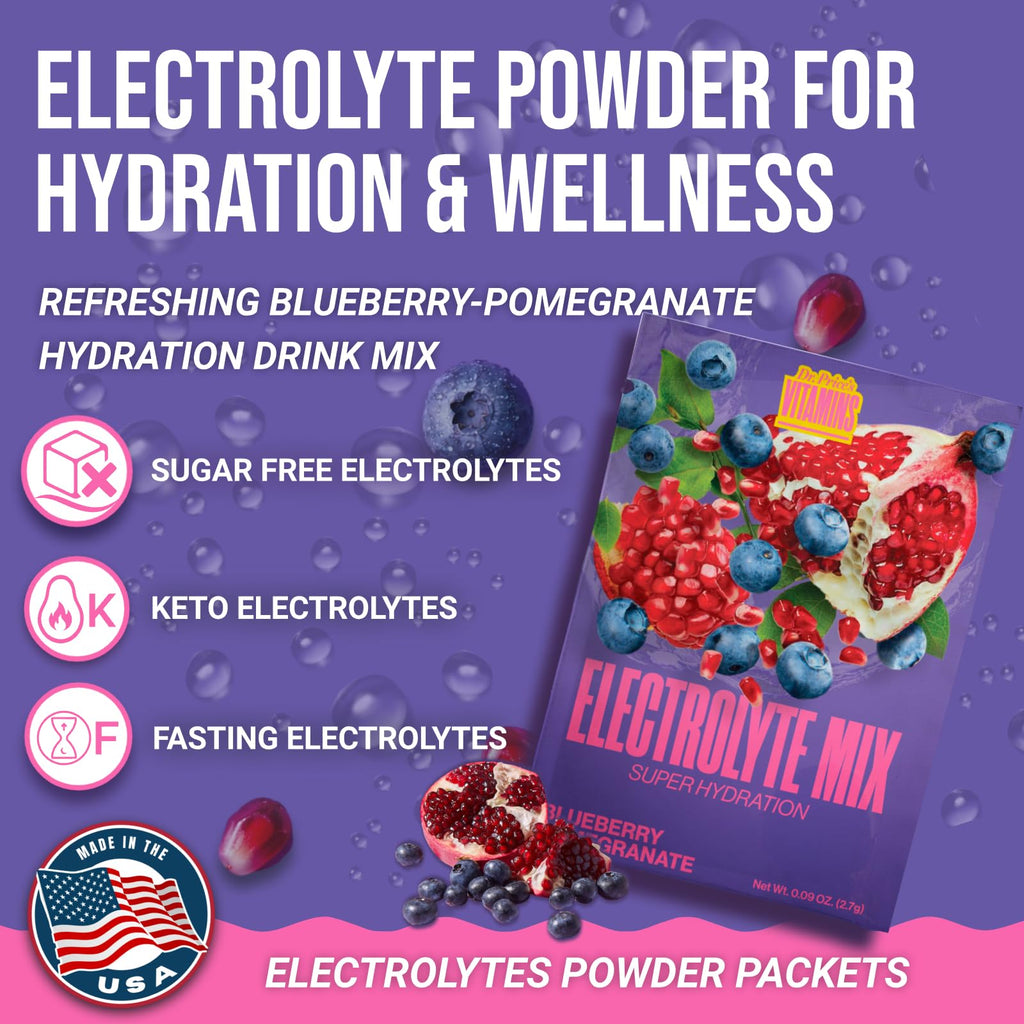 Dr. Price’s Electrolytes Hydration Powder Packets – Blueberry Pomegranate, 30 Packs | Sugar Free Electrolyte Drink Mix, 72+ Trace Minerals, Manganese