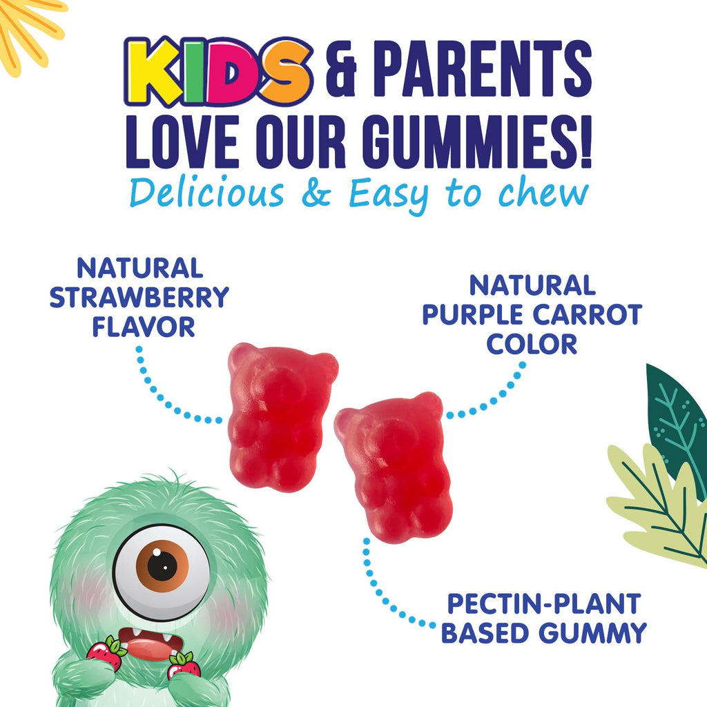 Fiber Gummies for Kids 4g Per Serving - Daily Fiber Gummy Supplement for Kids - Soluble Inulin Prebiotic Gummy for Digestive Health Support - Plant-Based Regularity