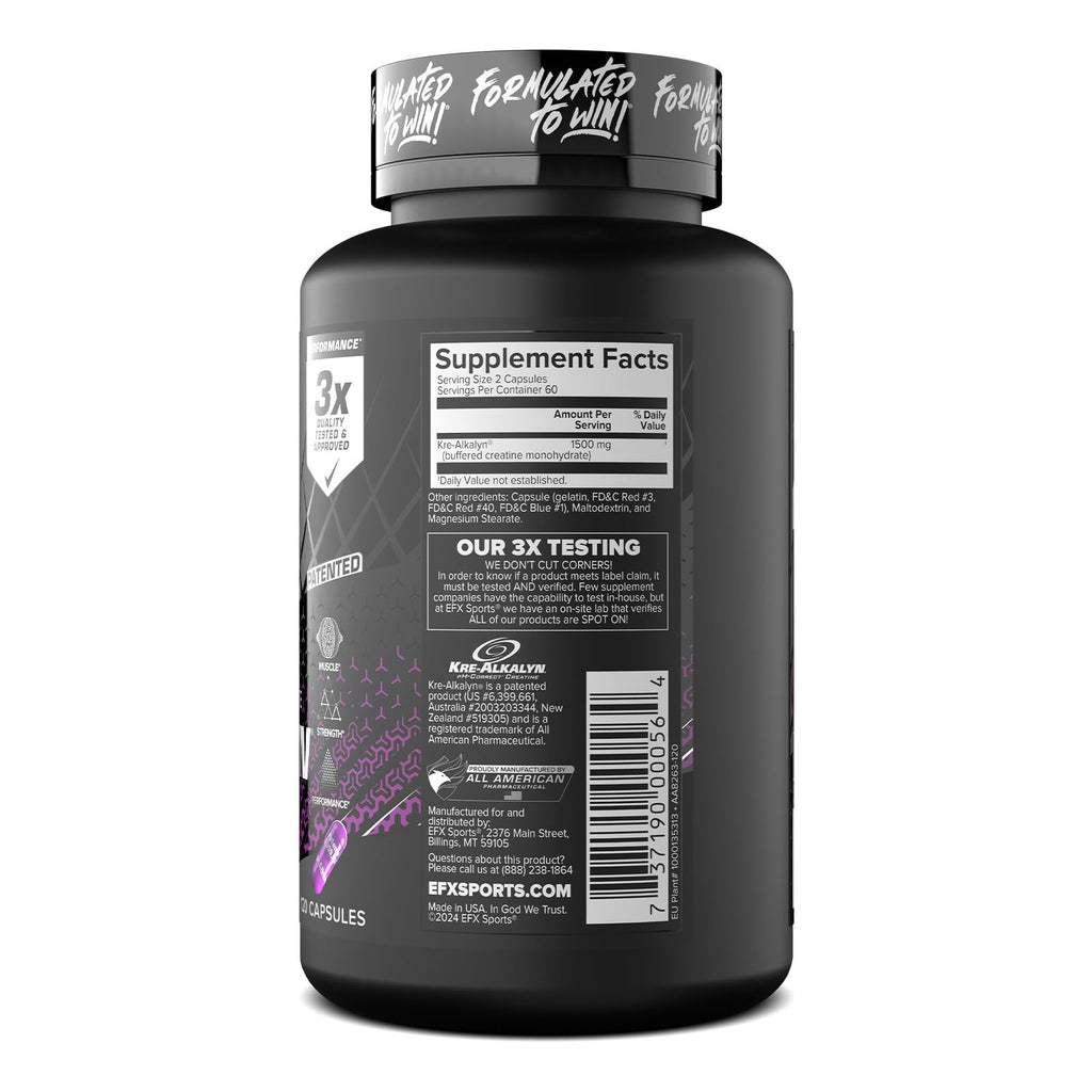 EFX Sports Kre-Alkalyn EFX | pH Correct Creatine Monohydrate Pill Supplement | Strength, Muscle Growth & Performance