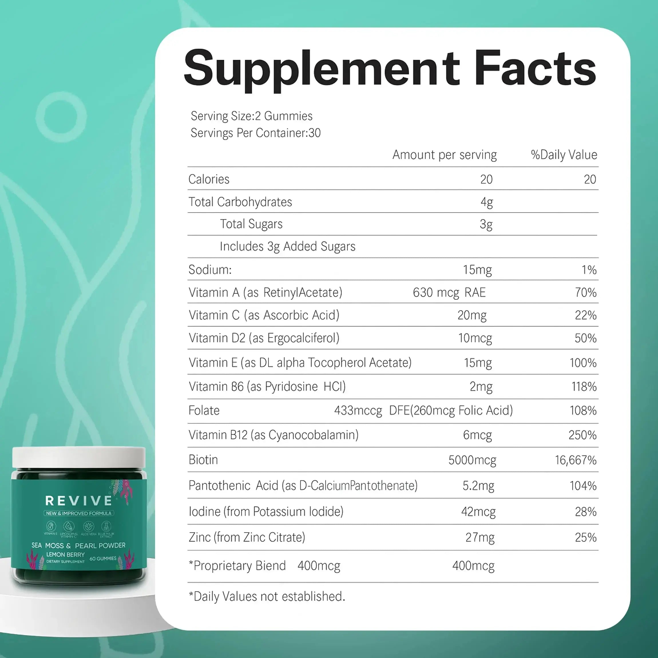 Balmbare Revive Gummies for Hair Loss - Sea Moss Gummies with Vitamin C, Vitamin E, Aloe Vera, Pearl Powder Supports Faster Hair Growth Rulinal Au supplements