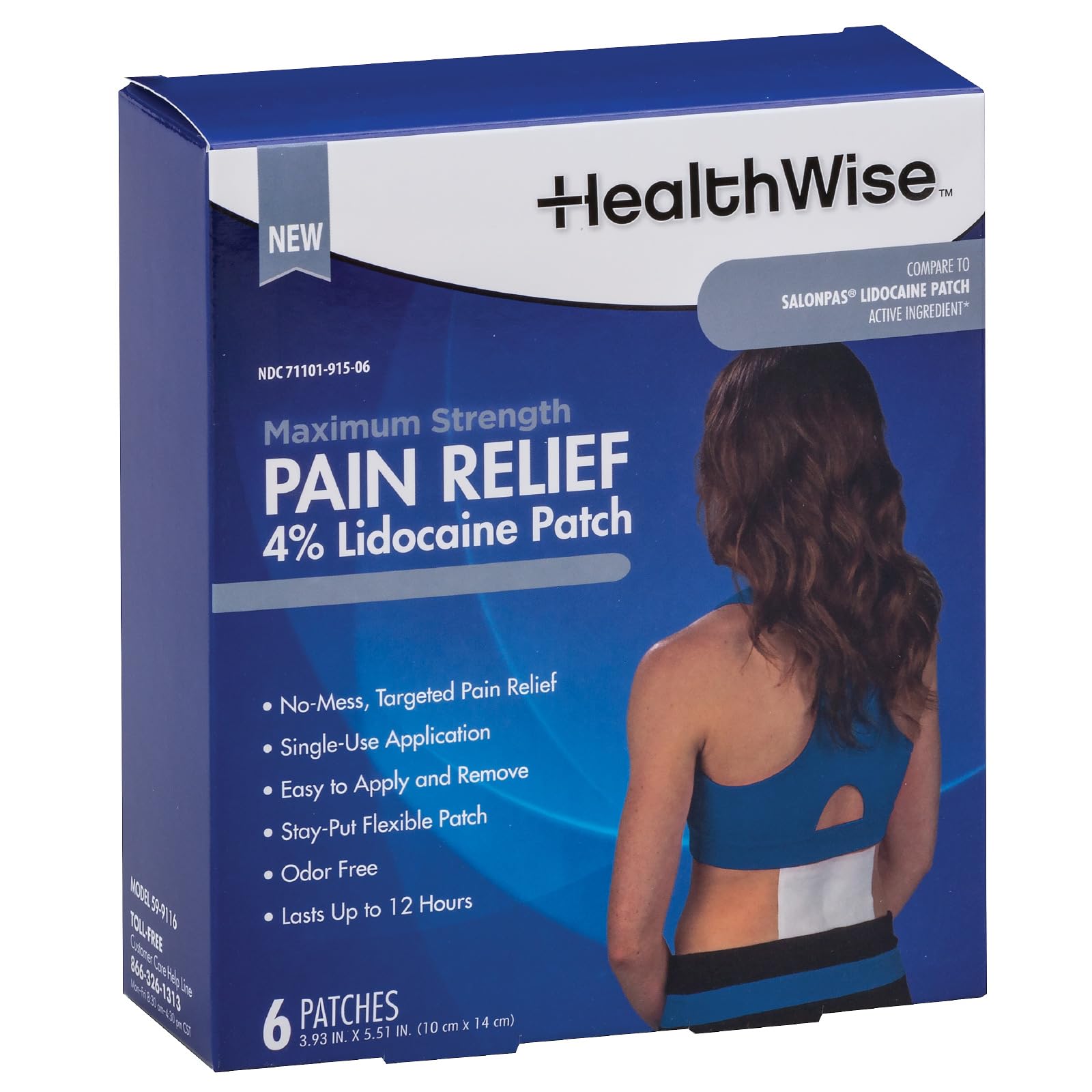 HealthWise Maximum Strength Pain Relief 4% Lidocaine Pain Relief Patch, Blue, (59-9116) HealthWise Au supplements