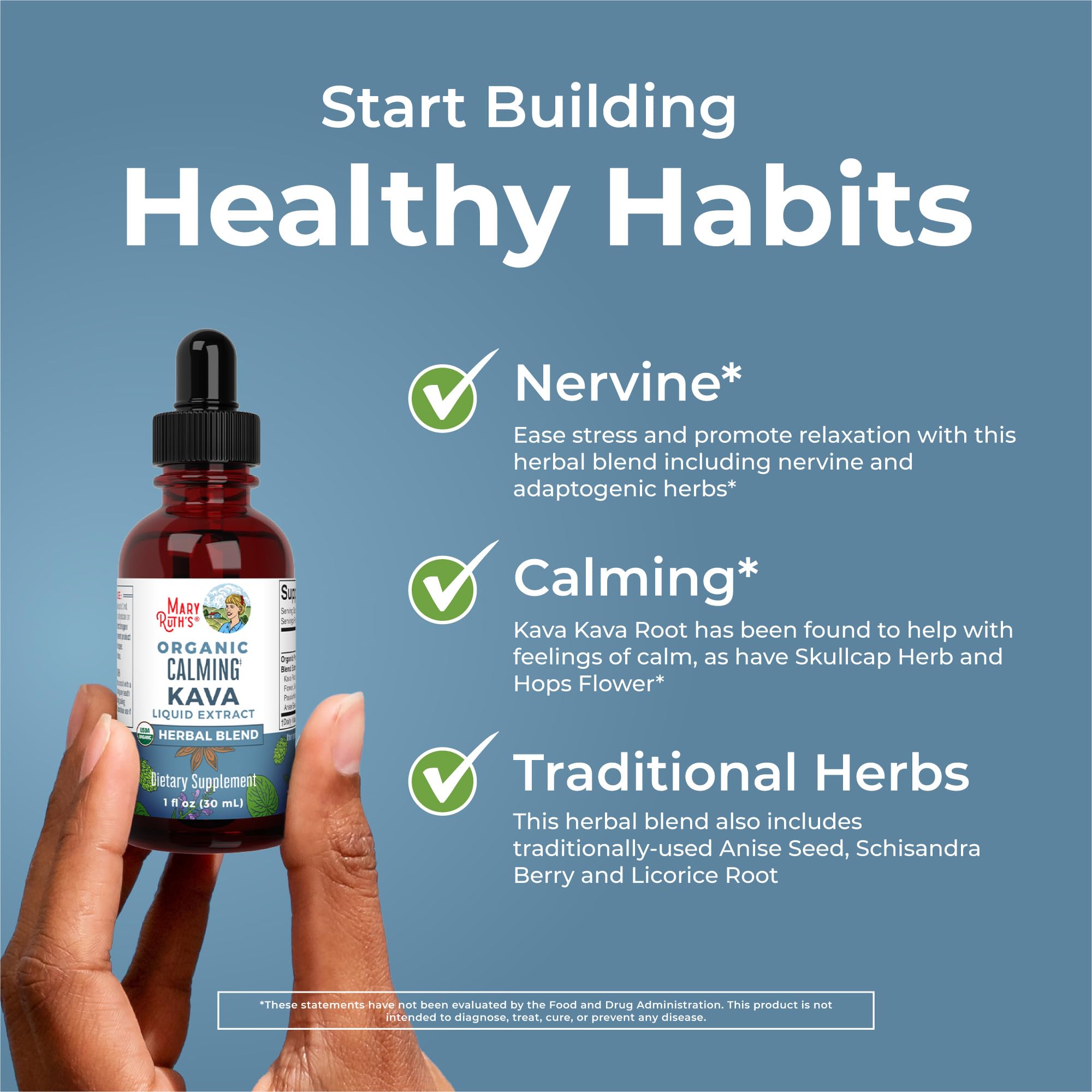 MaryRuth Organics, Herbal Supplement Drop, Calmness & Relaxation, Pack of 1, USDA Kava Root, Sugar/Gluten Free, Support Sleep, Calm & Stress Relief, Vegan, Non-GMO, 30 Servings MARYRUTH'S Au supplements