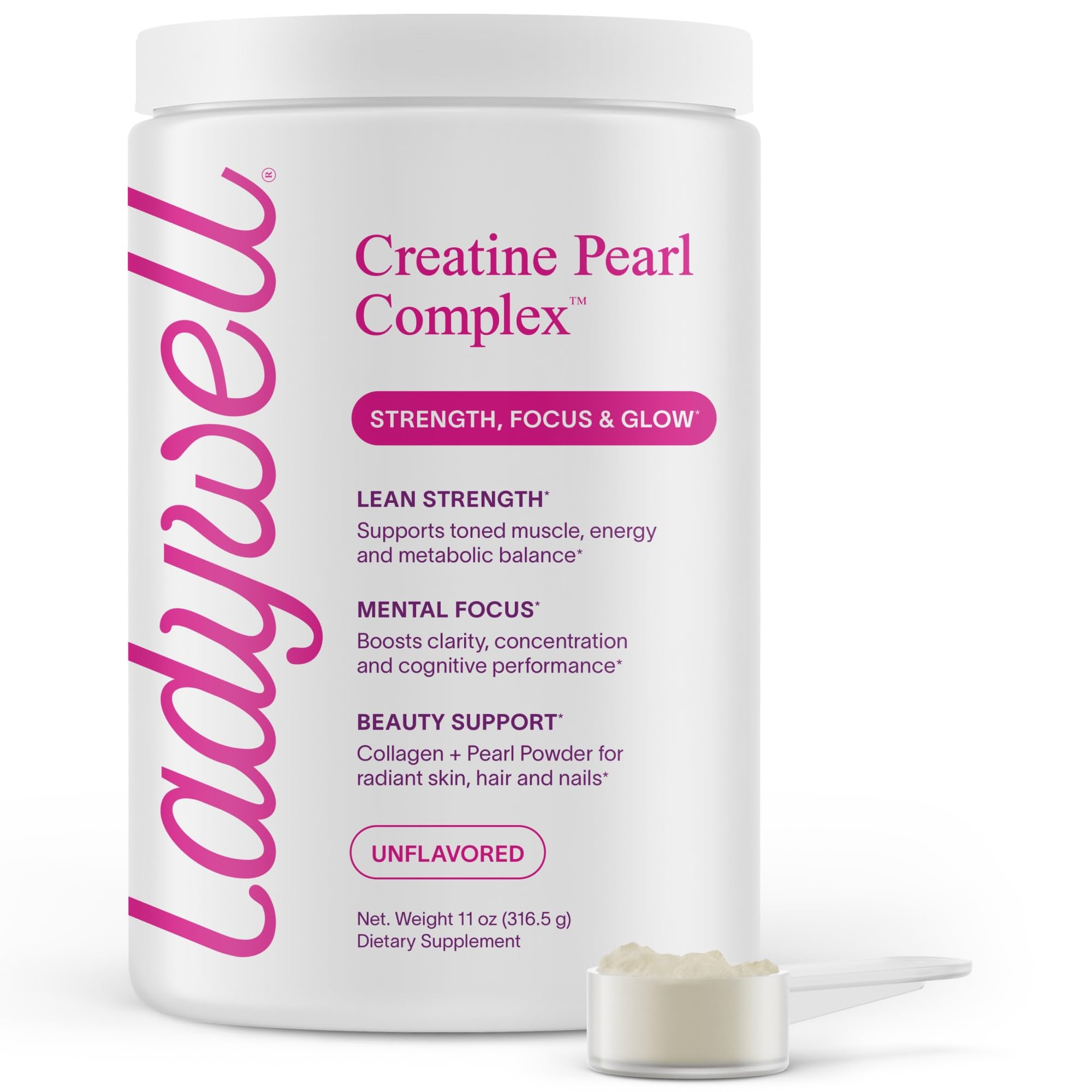 Ladywell Creatine Pearl Complex | 3-in-1 Formula for Women | Creatine Monohydrate, Collagen & Pearl Powder | Supports Energy, Skin Health, Mental Clarity, Metabolism & Lean Muscle | 30 Servings Ladywell Au supplements