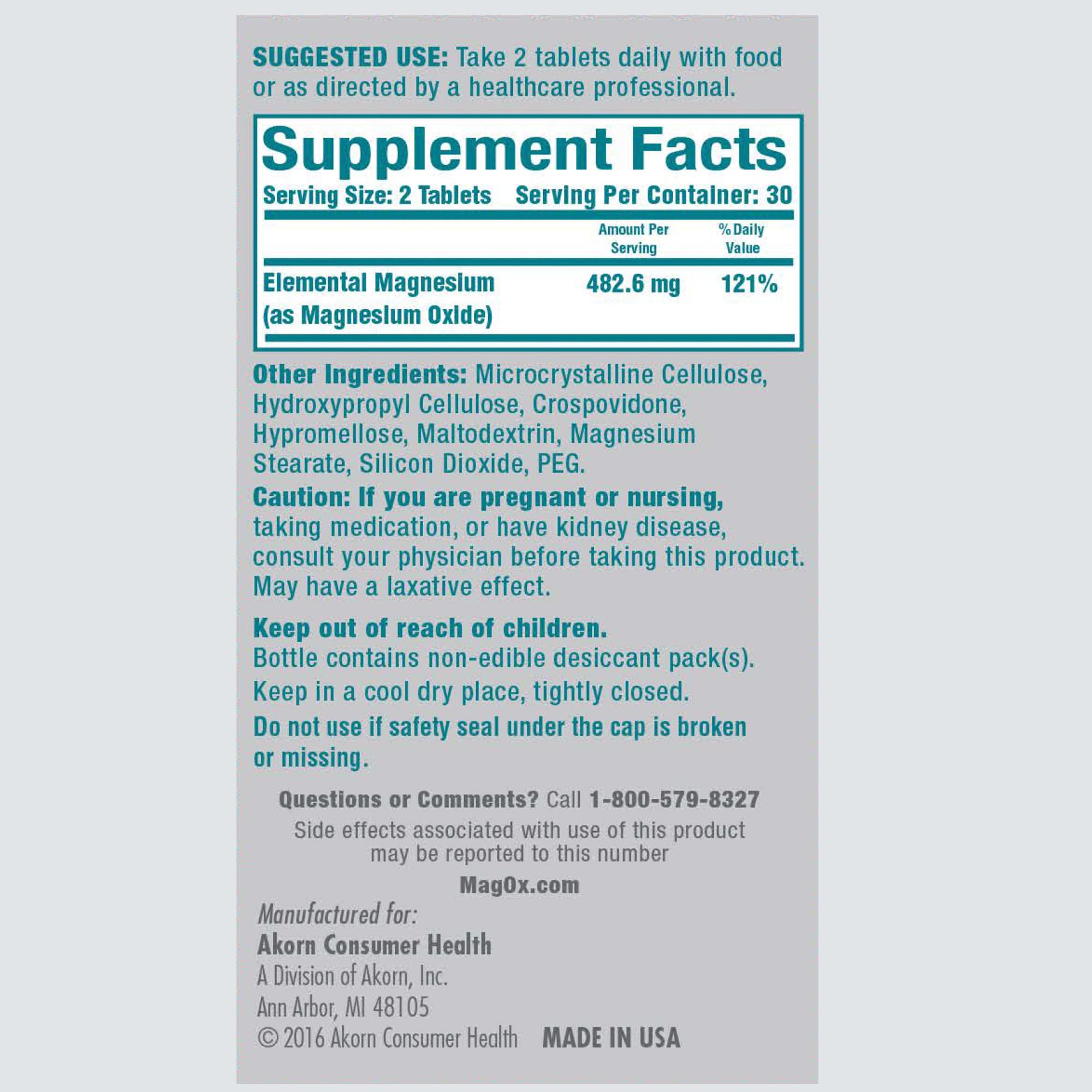 Mag-Ox Magnesium Supplement, Pharmaceutical Grade Magnesium Oxide 483mg, Most Concentrated Form of Magnesium, 120 Tablets (Pack of 3) Mag-Ox 400 Au supplements