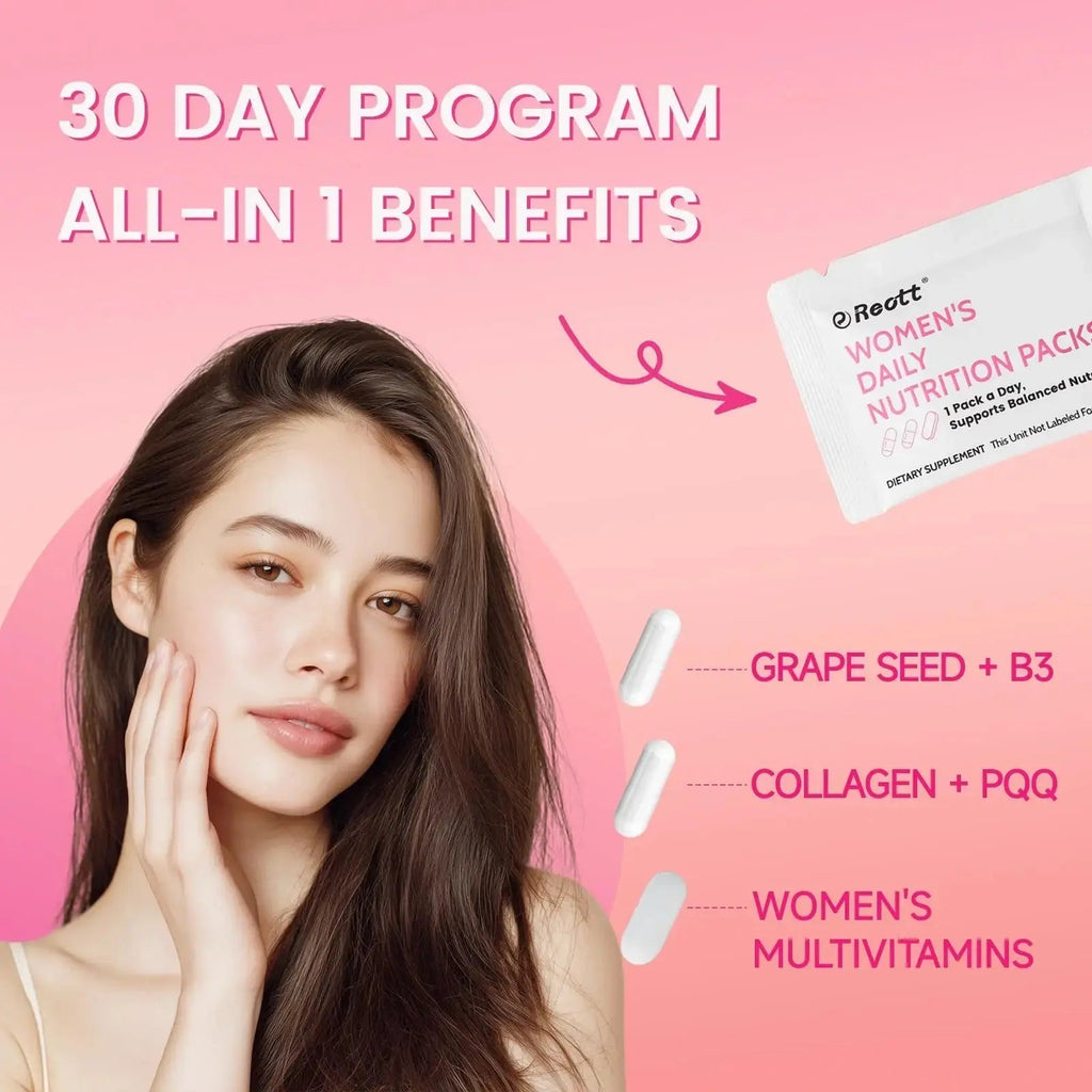 Women's Daily Vitamin Packs with Collagen Peptide, PQQ, 4-IN-1 Multivitamins For Women Health Supports Immune Health, Skin, Brain REOTT Au supplements