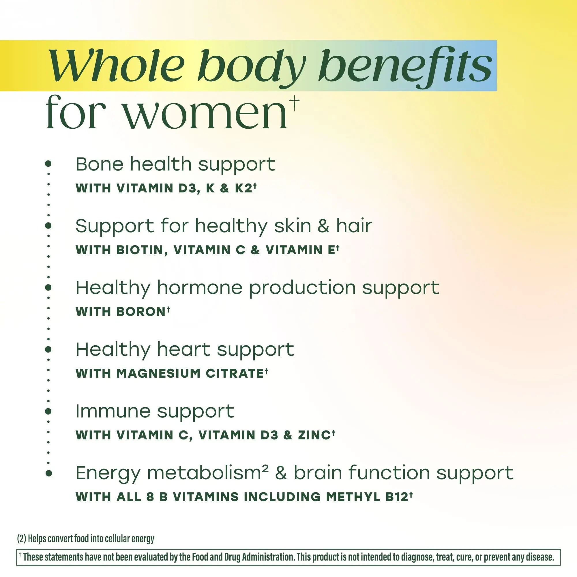 MegaFood Whole Body Womens Multivitamin - Multivitamin for Women - Vitamin D3 K2, Magnesium Citrate, Folate, Biotin, Iron MegaFood Au supplements