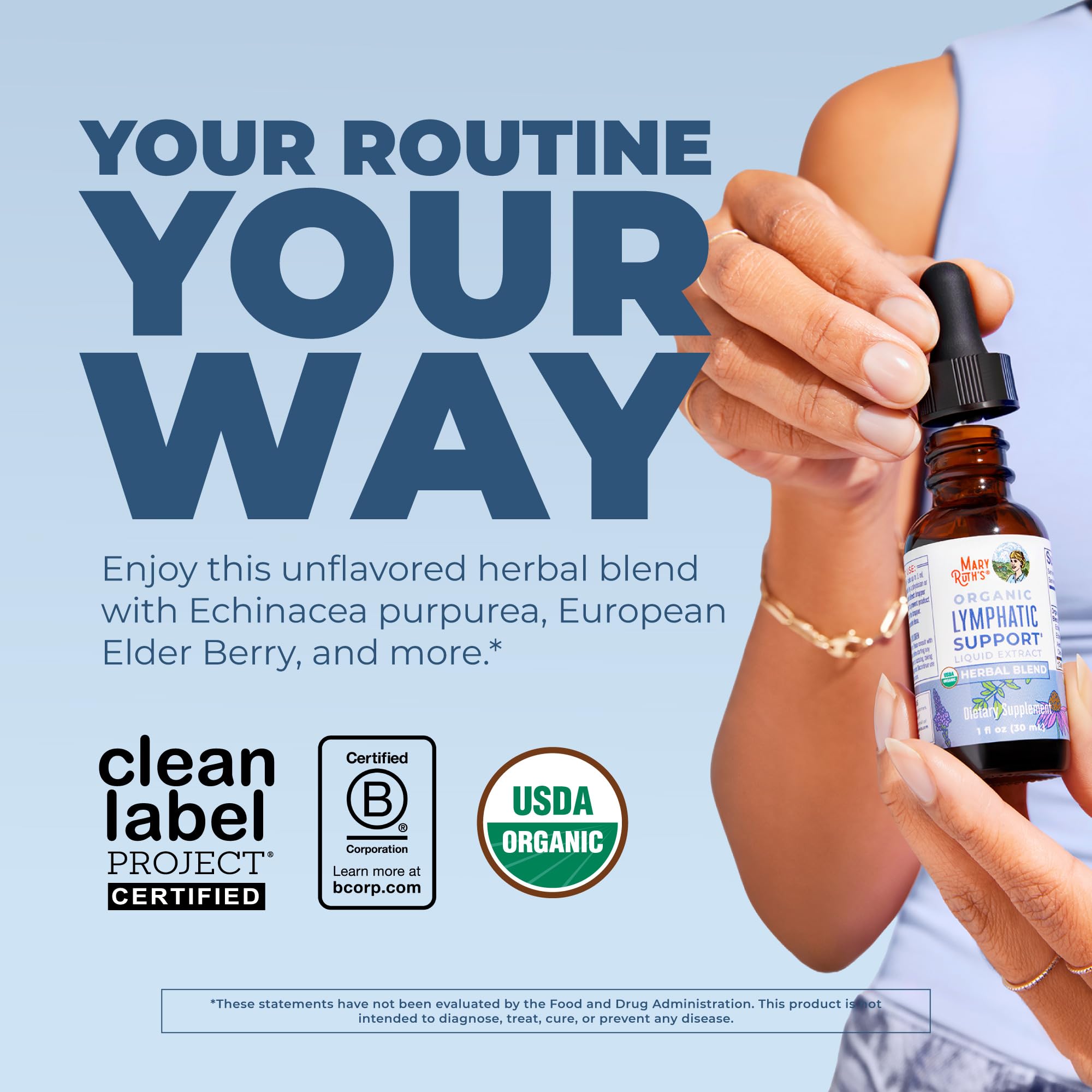 MARYRUTH'S Lymphatic Support Liquid Drops USDA Organic | Herbal Blend with Echinacea & Elderberry | Blue Vervain