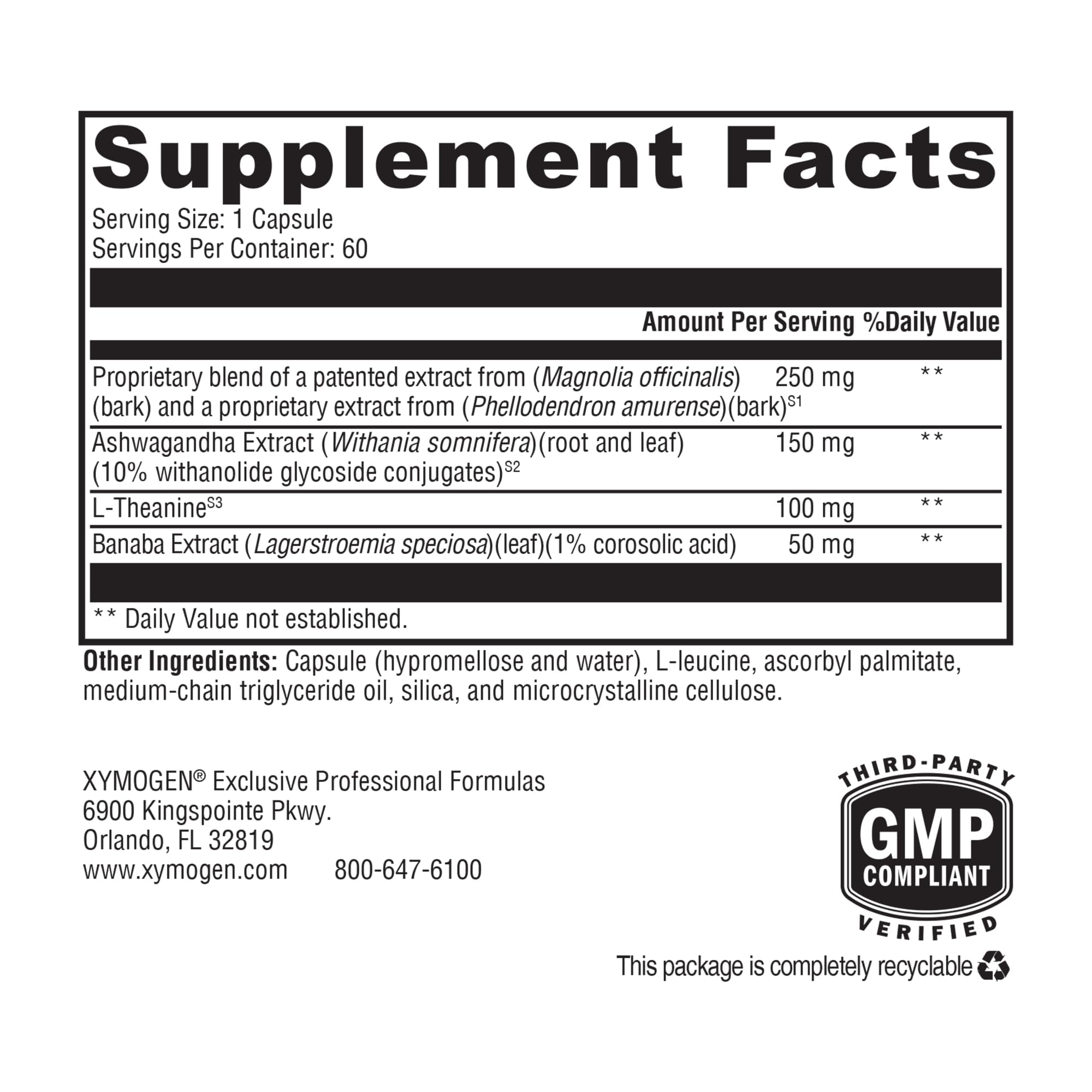 XYMOGEN Cortisolv Cortisol Supplement - Ashwagandha Supplement with L Theanine to Support Healthy Cortisol Levels, Energy, Relaxation and Mental Clarity (60 Capsules) XYMOGEN Au supplements