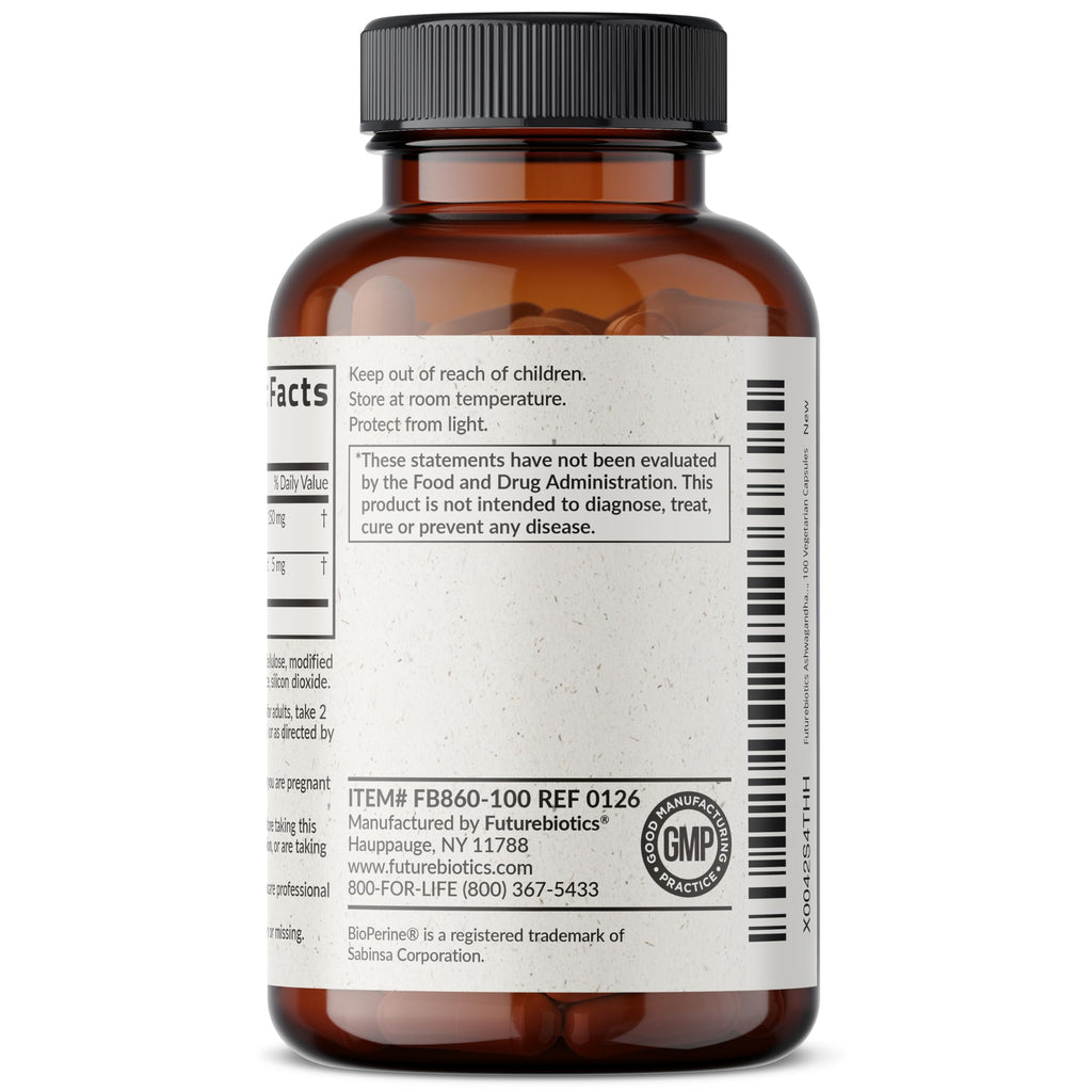 Futurebiotics Ashwagandha Extra Strength Stress & Mood Support with BioPerine - Non GMO Formula, 100 Vegetarian Capsules Futurebiotics Au supplements