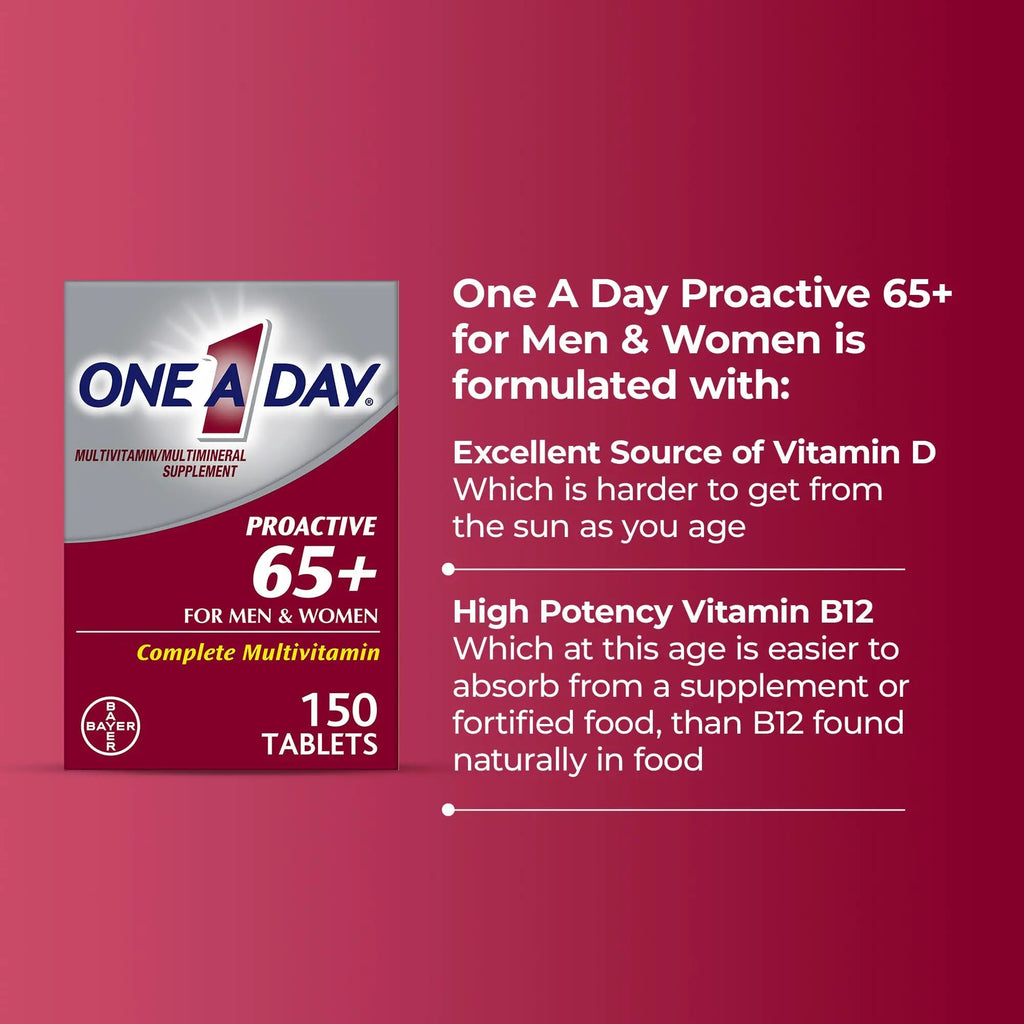 One A Day Proactive 65+, Mens & Womens Multivitamin, Supplement with Vitamin A, C, D, and Zinc to Support Bone Health & Cell Health, Calcium ONE A DAY Au supplements