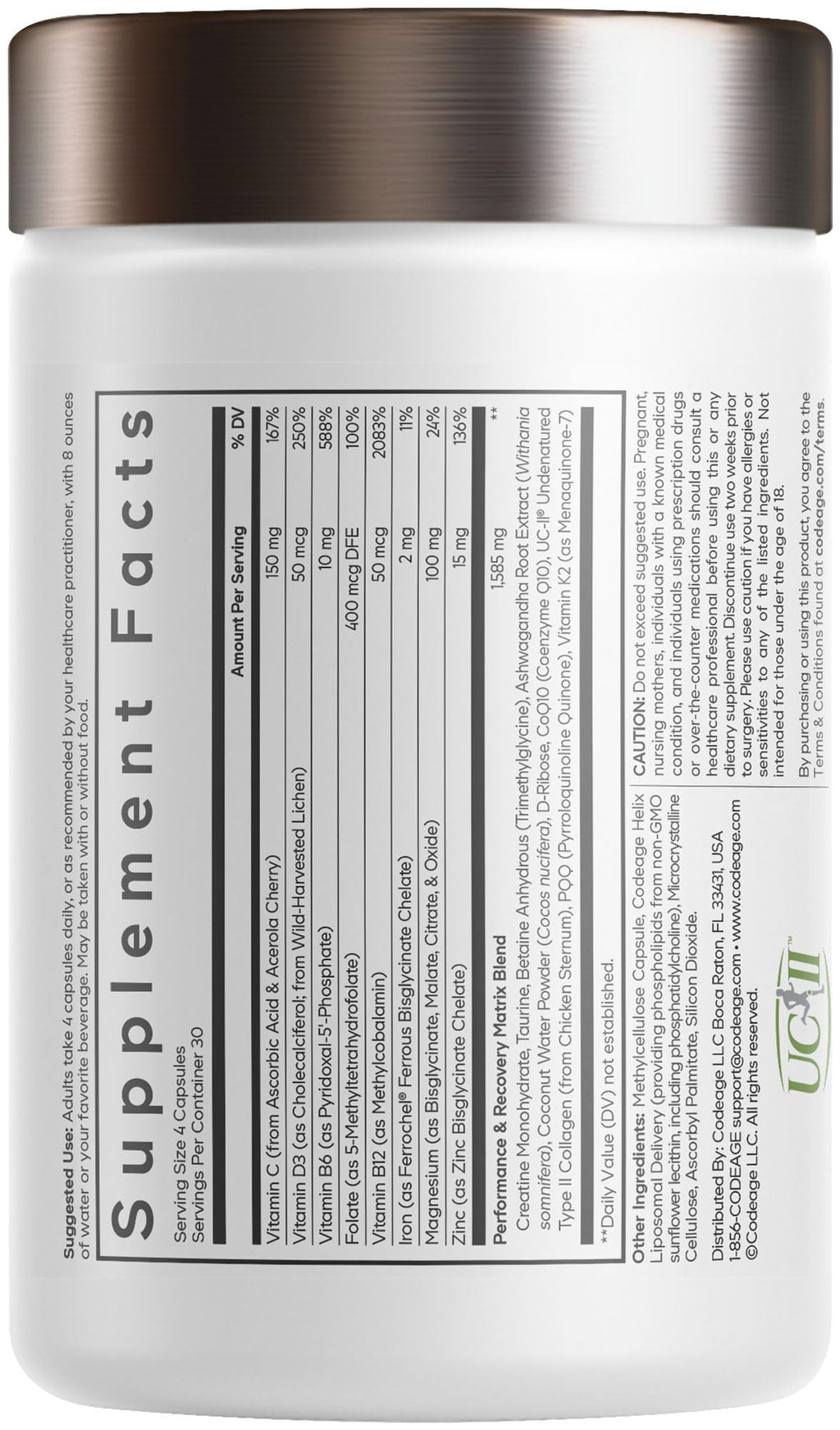 Codeage Athlete Multivitamin Platinum – Sports Supplement with Vitamins & Minerals, Folate, Iron & Magnesium, Creatine, Taurine, Electrolytes, CoQ10, PQQ, UC-II Collagen – Non-GMO – 120 Capsules Codeage Au supplements