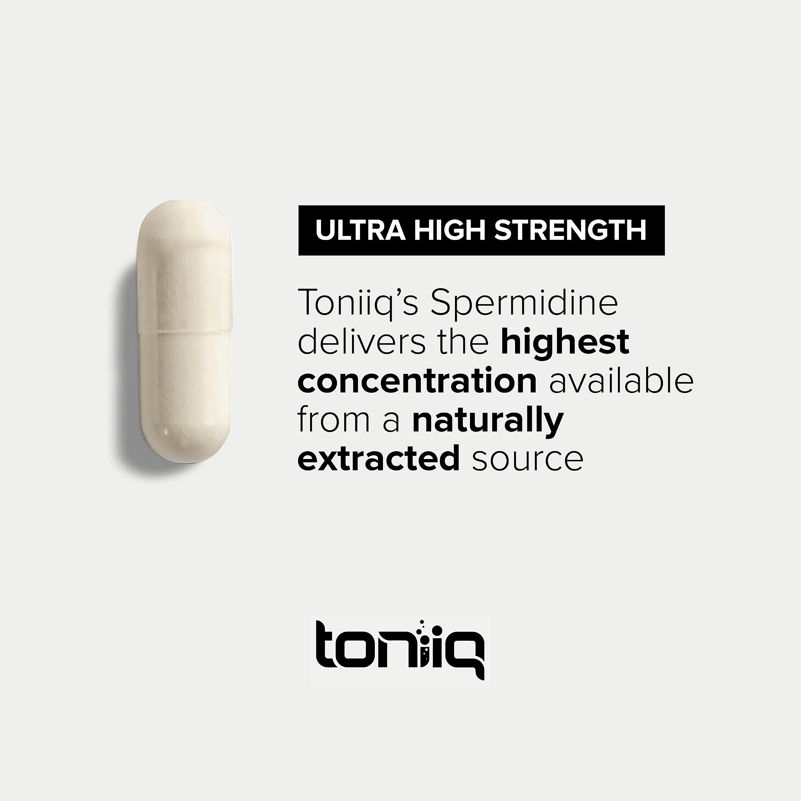 Toniiq Ultra Concentrated 500mg Spermidine Supplements for Men and Women - Non-Synthetic Spermidine Standardized to No Less Than 1% - 5mg per Serving Rice Germ Extract Toniiq Au supplements