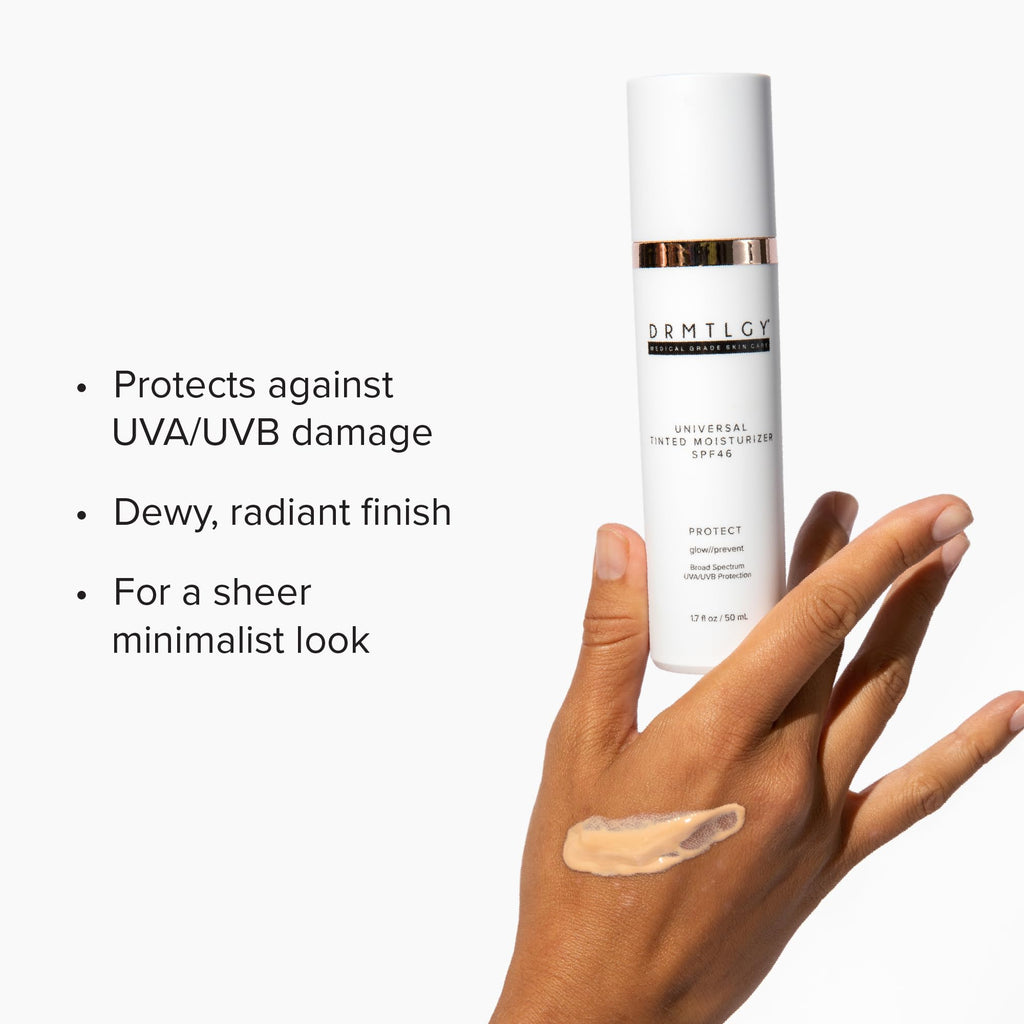 DRMTLGY Universal Tinted Moisturizer SPF 46 – Hydrating Dewy Tinted Sunscreen for Face with Zinc Oxide