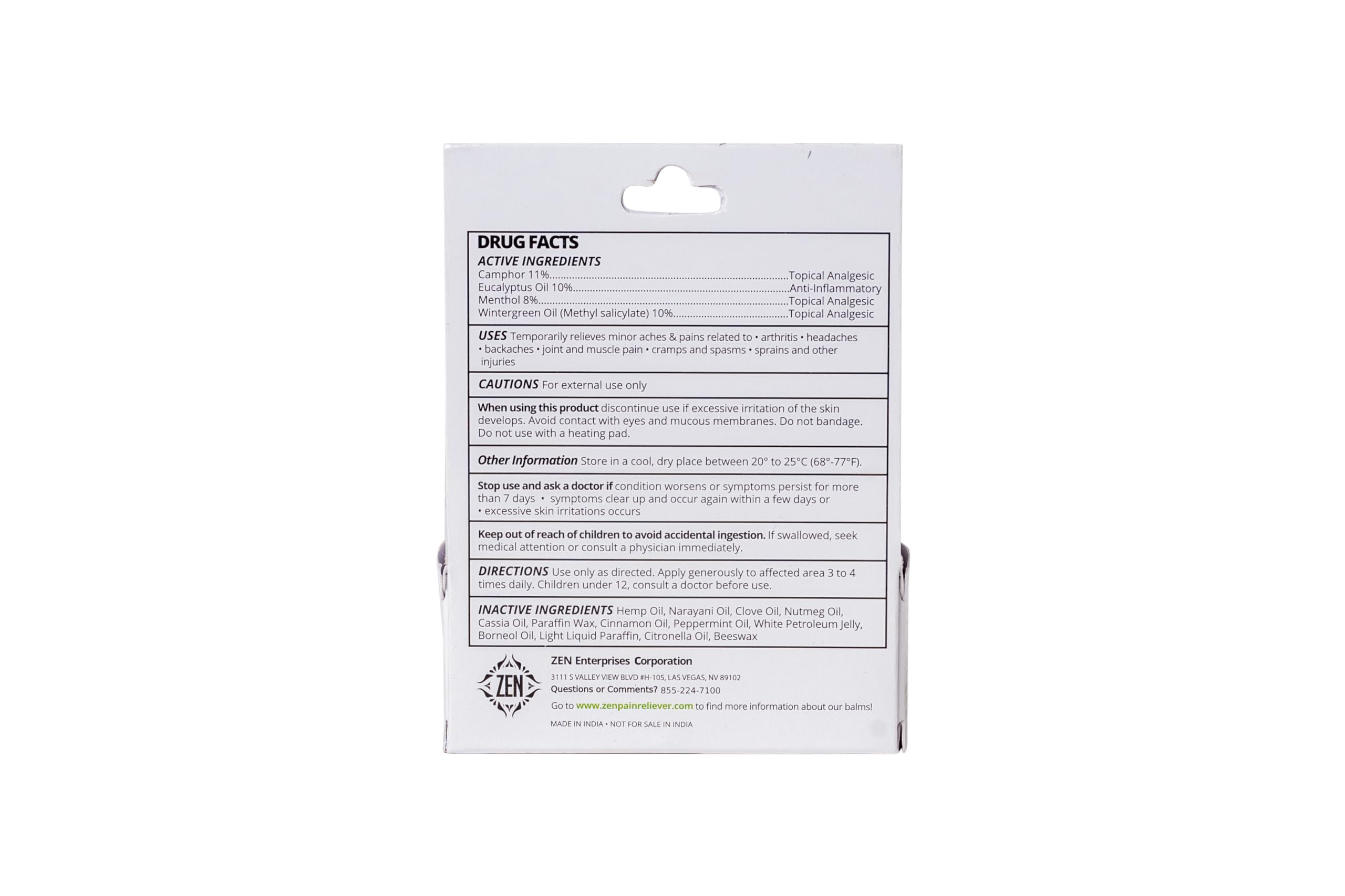 ZEN Hemp Balm – Concentrated Plant-Based Topical Balm – 0.7 oz ZEN Au supplements