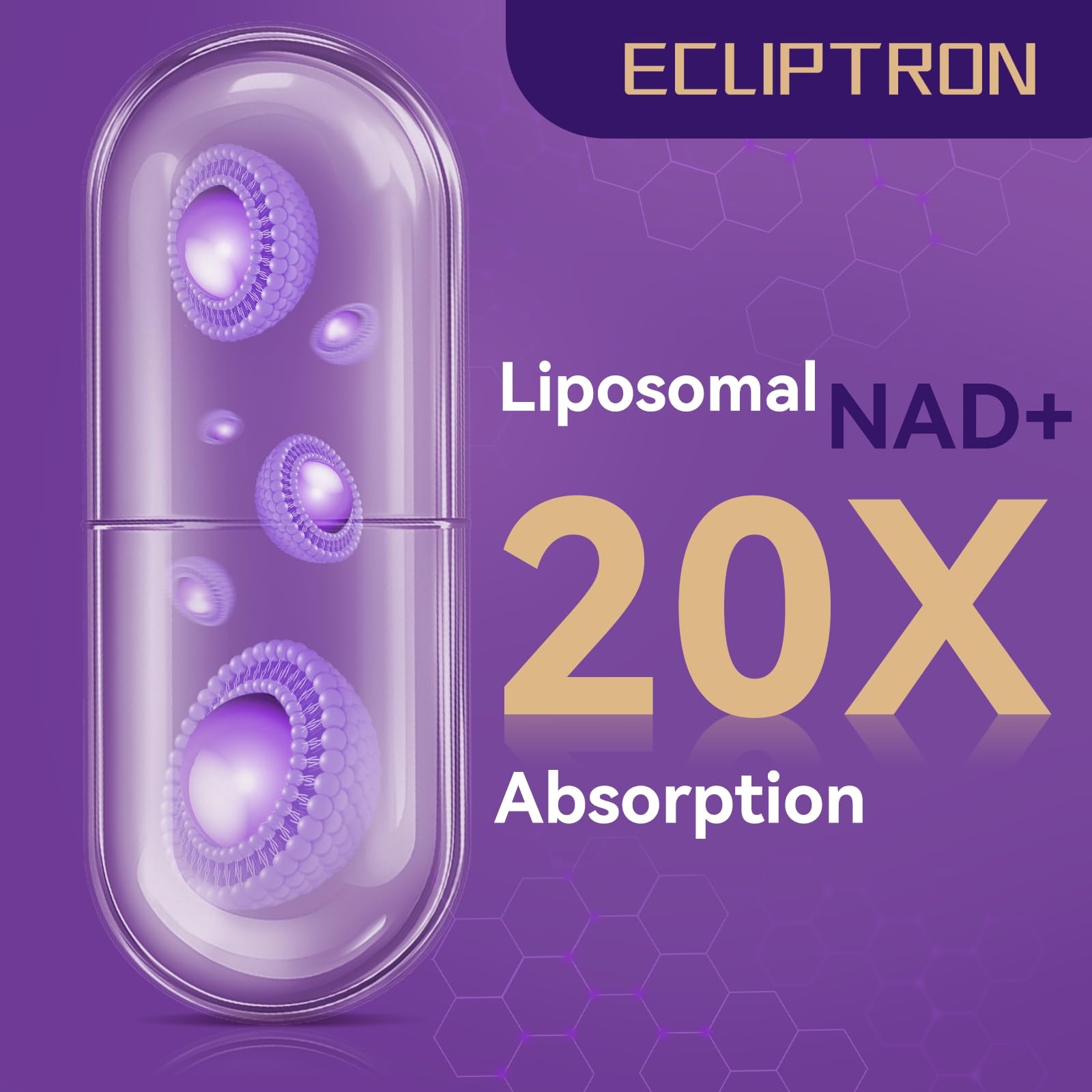 Ecliptron NAD+ Supplement for Women & Men 1800mg - Liposomal NAD Plus with Nicotinamide Riboside & Resveratrol, Anti-Aging | Mitochondrial Health | Radiant Skin - 60 Capsules Ecliptron Au supplements