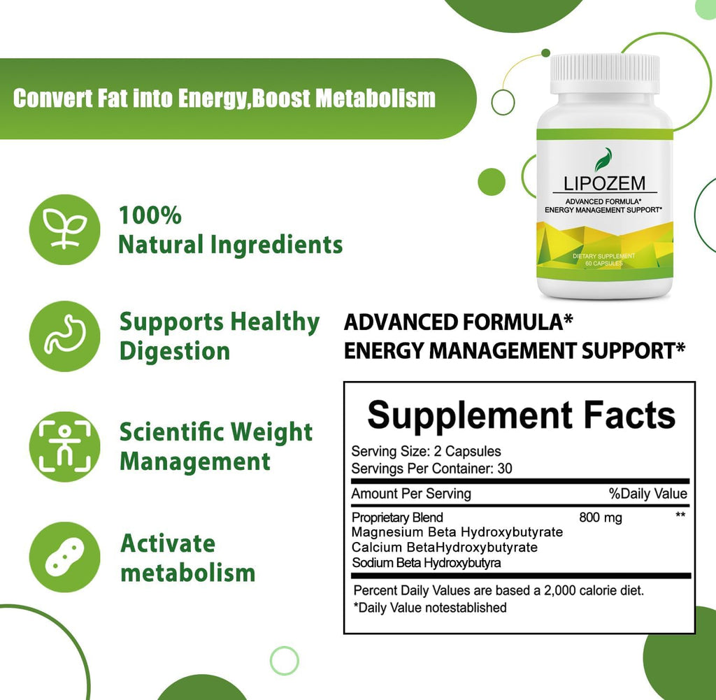 Advanced BHB Supplements, Support Natural Weight Management, Third-Party Tested, Vegan, Gluten Free, Non GMO, 60 Capsules
