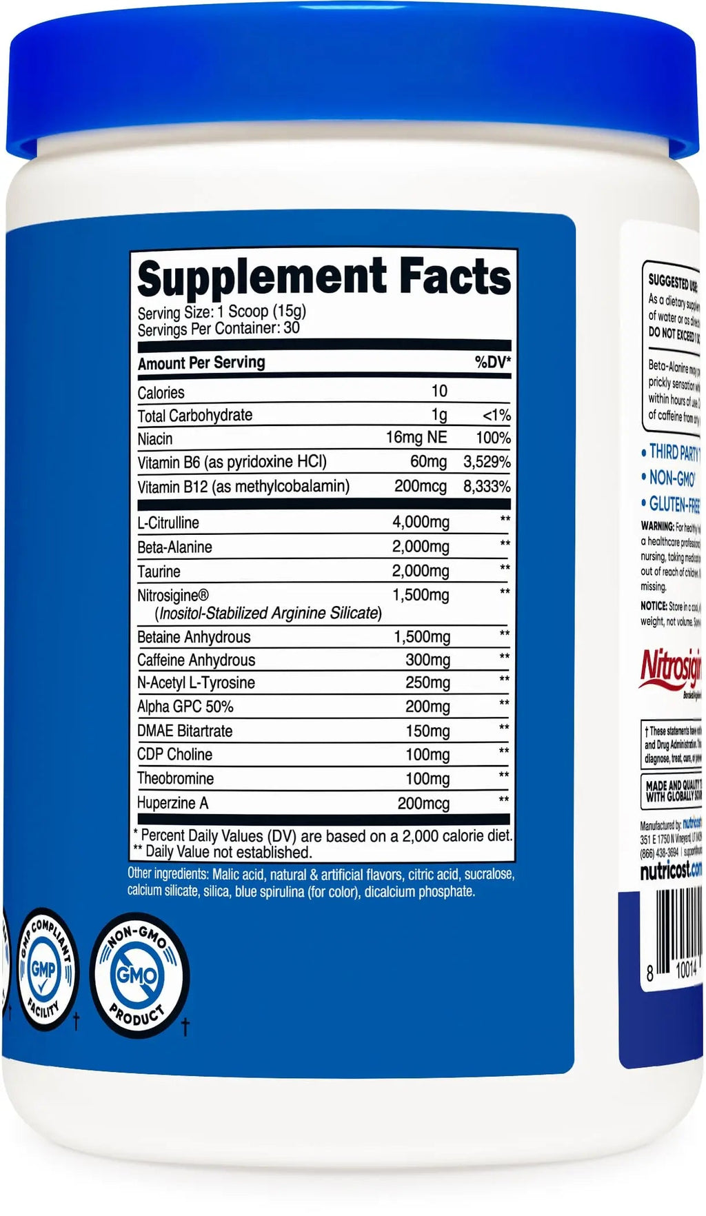 Nutricost Pre-X Xtreme Pre-Workout Powder Complex, Blue Raspberry, 30 Servings Nutricost Au supplements