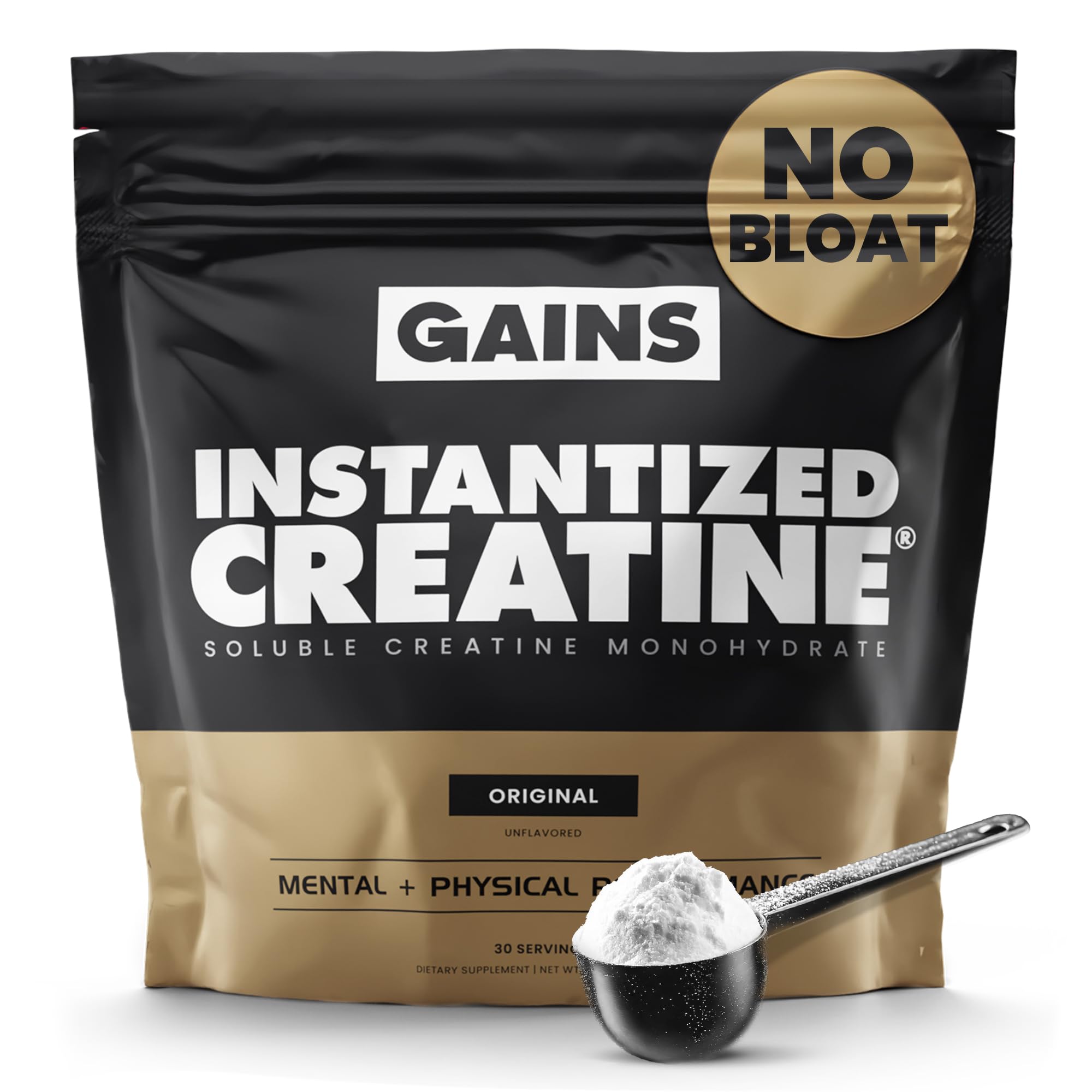 Gains in Bulk Instantized Creatine Monohydrate for Men & Women, Soluble Creatine Powder, Supports Muscle Building, Strength and Performance