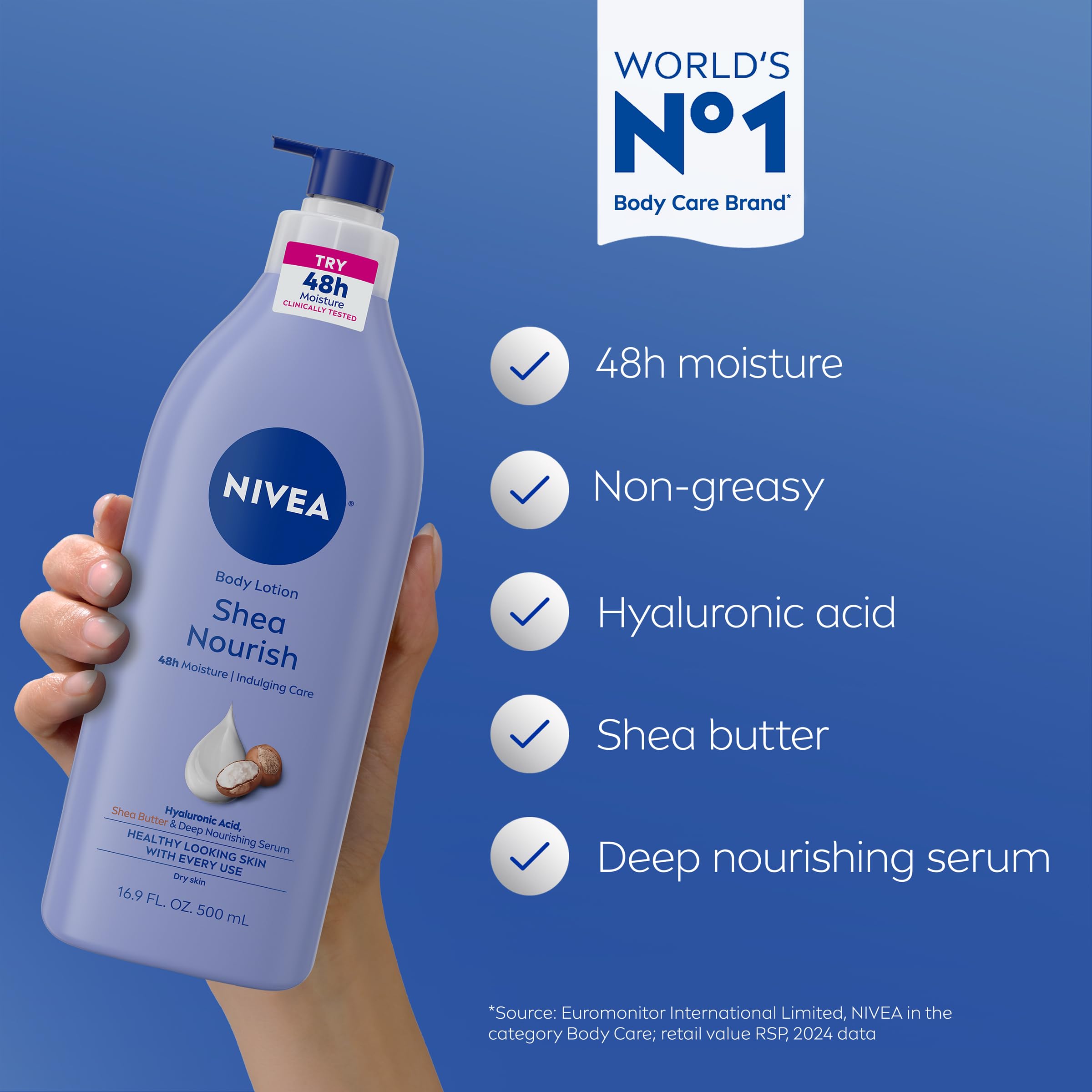 NIVEA Shea Nourish Body Lotion for Dry Skin with Hyaluronic Acid, Shea Butter and Deep Nourishing Serum
