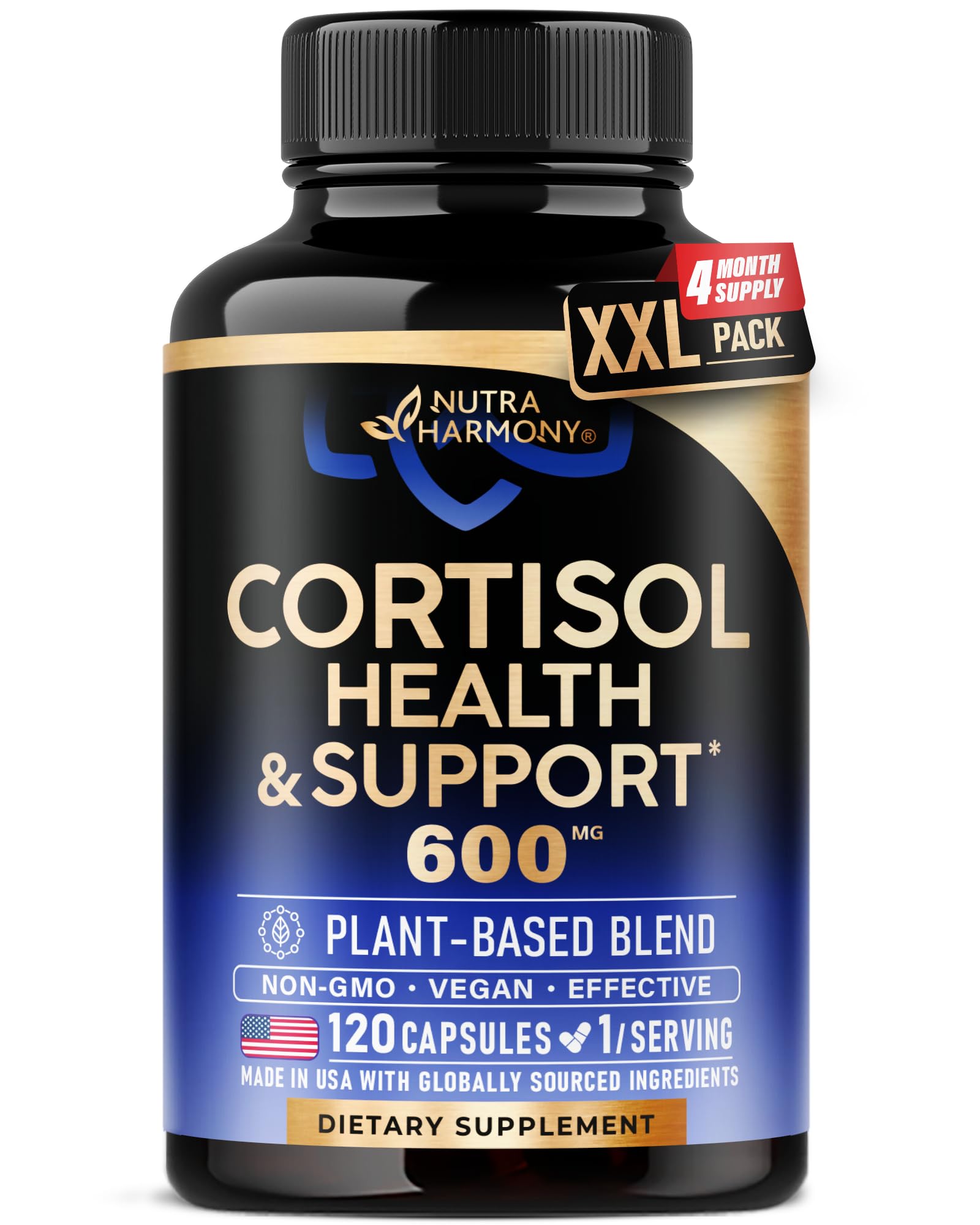 Cortisol Supplement for Women - Holy Basil | Ashwagandha | Rhodiola | L-Theanine - Plant-Based Hormone Balance - Mood, Focus & Sleep Support - Made in USA