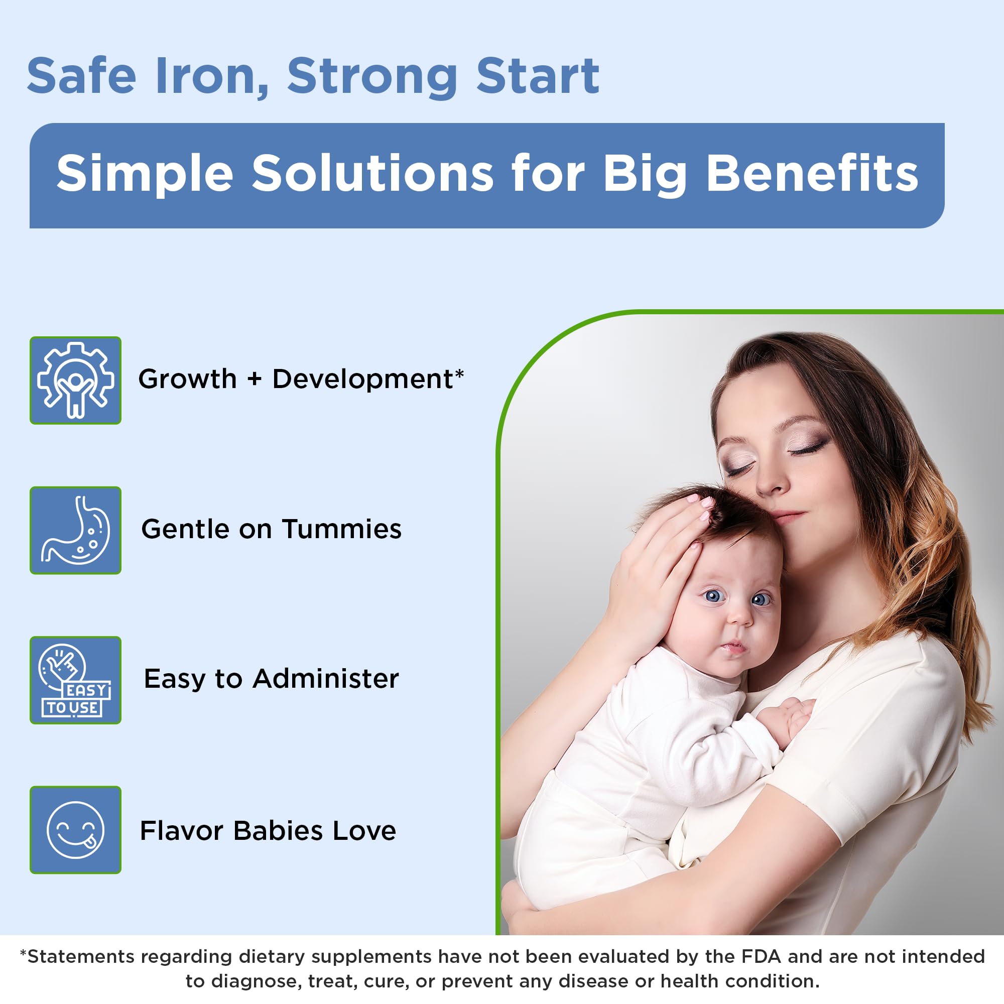 Wellements Organic Iron Drops for Newborn+ Babies (1 Fl Oz) - Cherry Flavor Liquid Iron Supplement for Infants - Toddler Iron Supplement for Kids (4months+ to 3 Years)