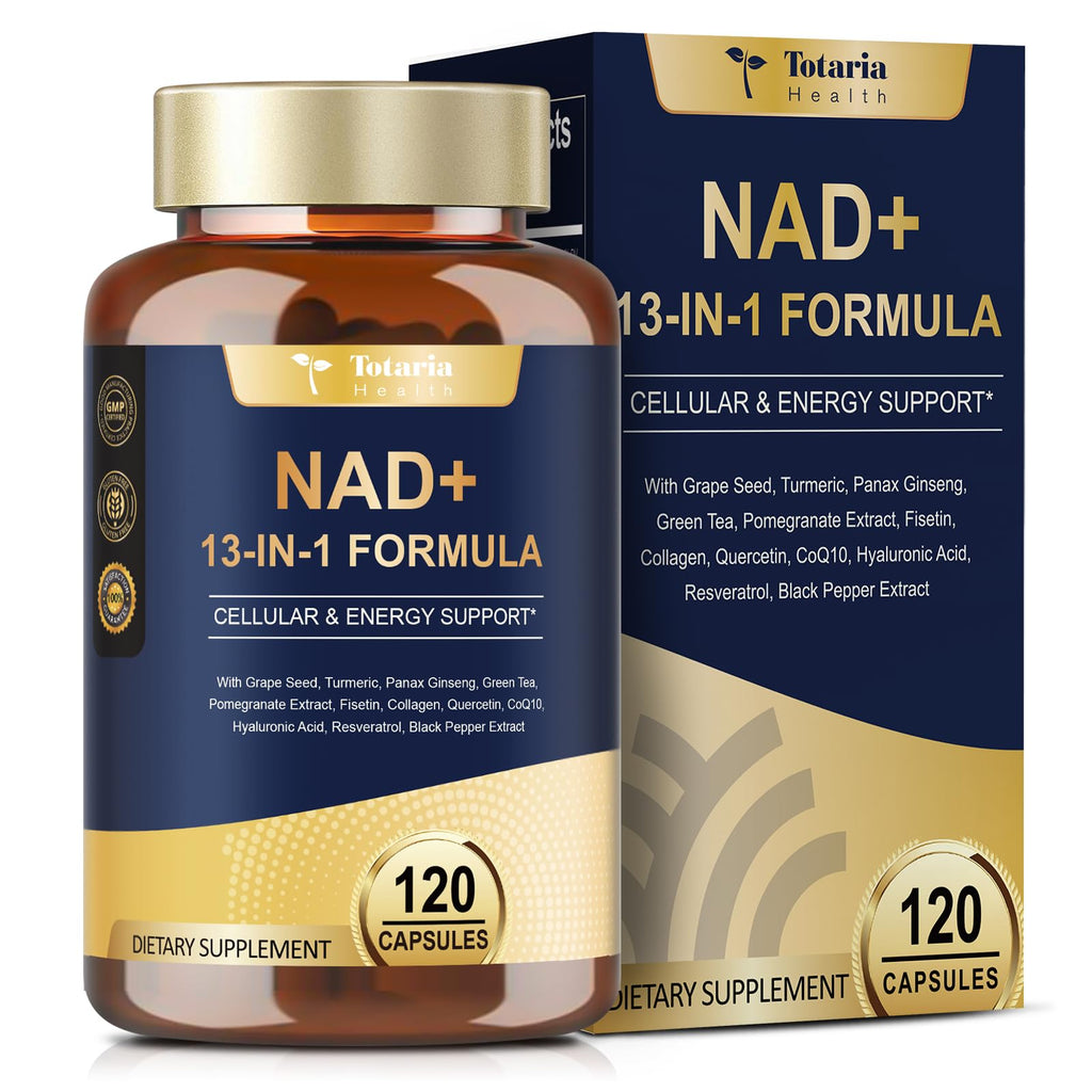 Totaria NAD Supplement for Women Men with nicotinamide riboside resveratrol,Quercetin, Betaine Boost NAD+ Levels NAD Plus Supplement for Anti Aging, Energy, Immune, Focus 120 Capsules Totaria Au supplements