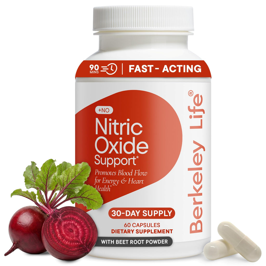 Berkeley Life Nitric Oxide Support Supplement - Nitric Oxide Booster for Men & Women - Blood Flow & Circulation with Beet Root Powder to Support Energy, Heart Health