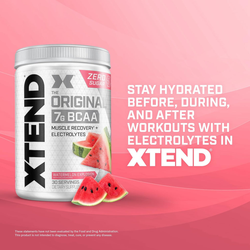 Xtend Original BCAA Powder, 7g BCAAs and 2.5g L-Glutamine for Muscle Recovery Hydration and Lean Muscle, Sugar Free Intra and Post Workout Drink with Electrolytes