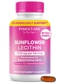 Pink Stork Sunflower Lecithin Supplement - 1200 mg for Clogged Milk Ducts - Breastfeeding Essentials for Postpartum Moms -