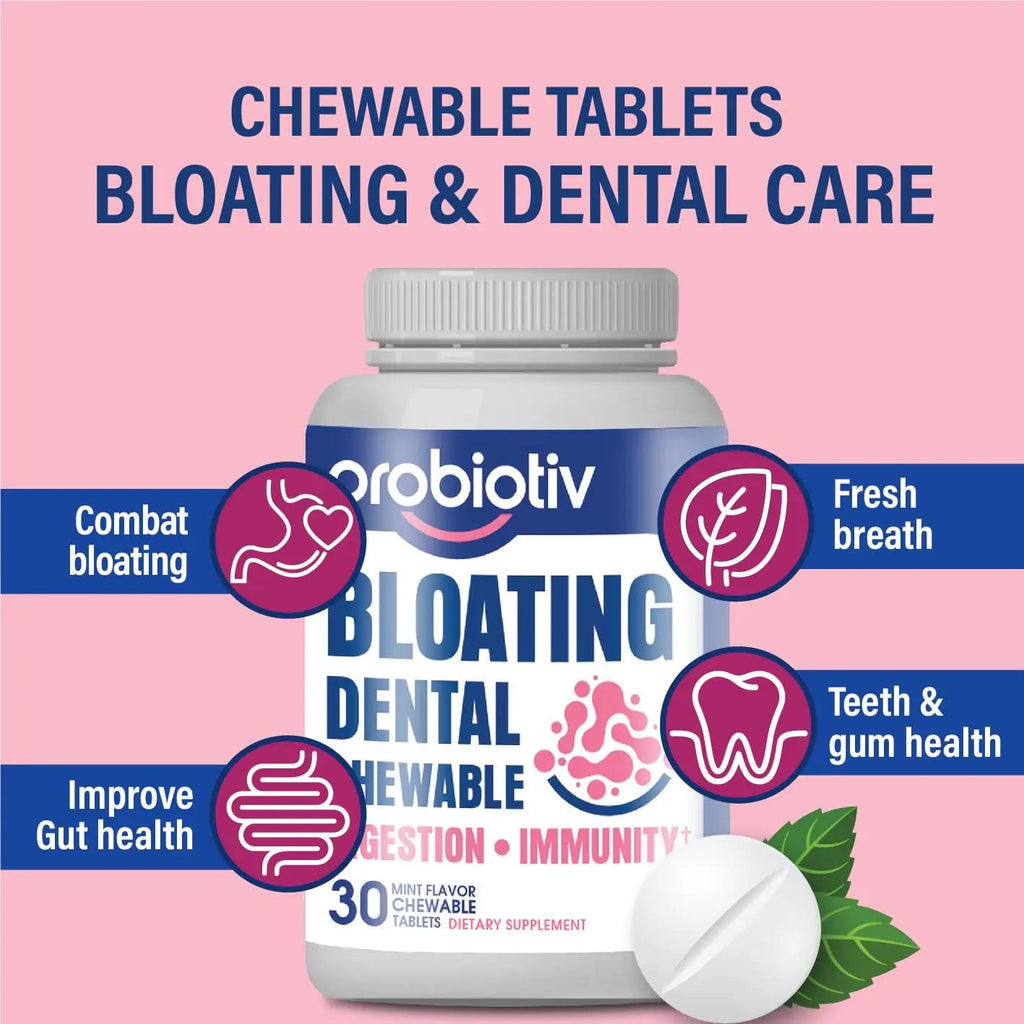 Probiotiv Chewable Probiotics for Daily Bloating w/ 5 Billion CFU – “Two-in-One Combo” Probiotiv Au supplements