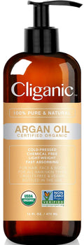 Cliganic Organic Argan Oil 16oz with Pump, 100% Pure | Bulk for Hair, Face & Skin Cliganic Au supplements