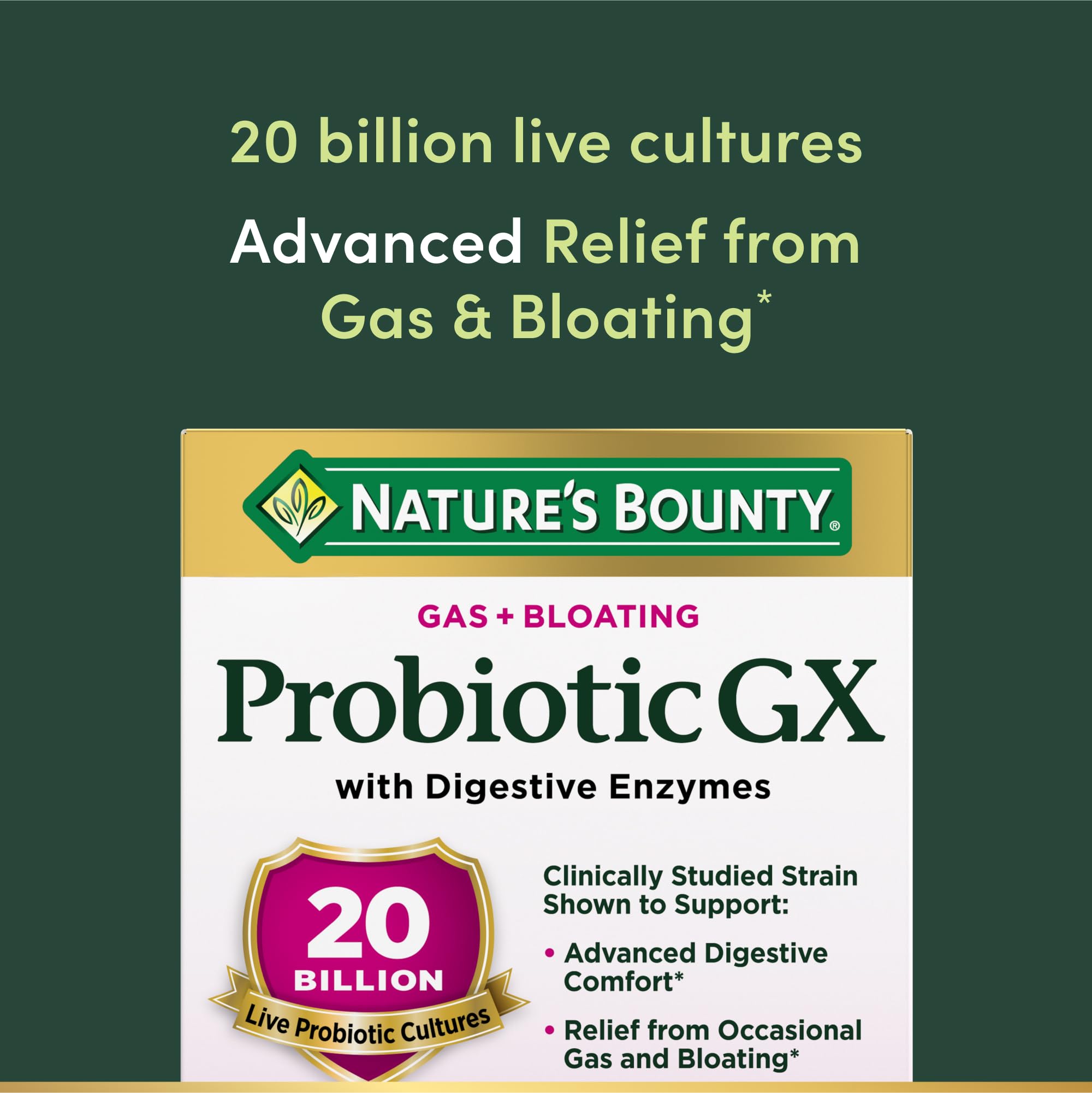 Nature's Bounty Probiotic GX, Helps with Occasional Gas and Bloating, Dietary Supplement, Digestive Health, 25 Capsules Nature's Bounty Au supplements