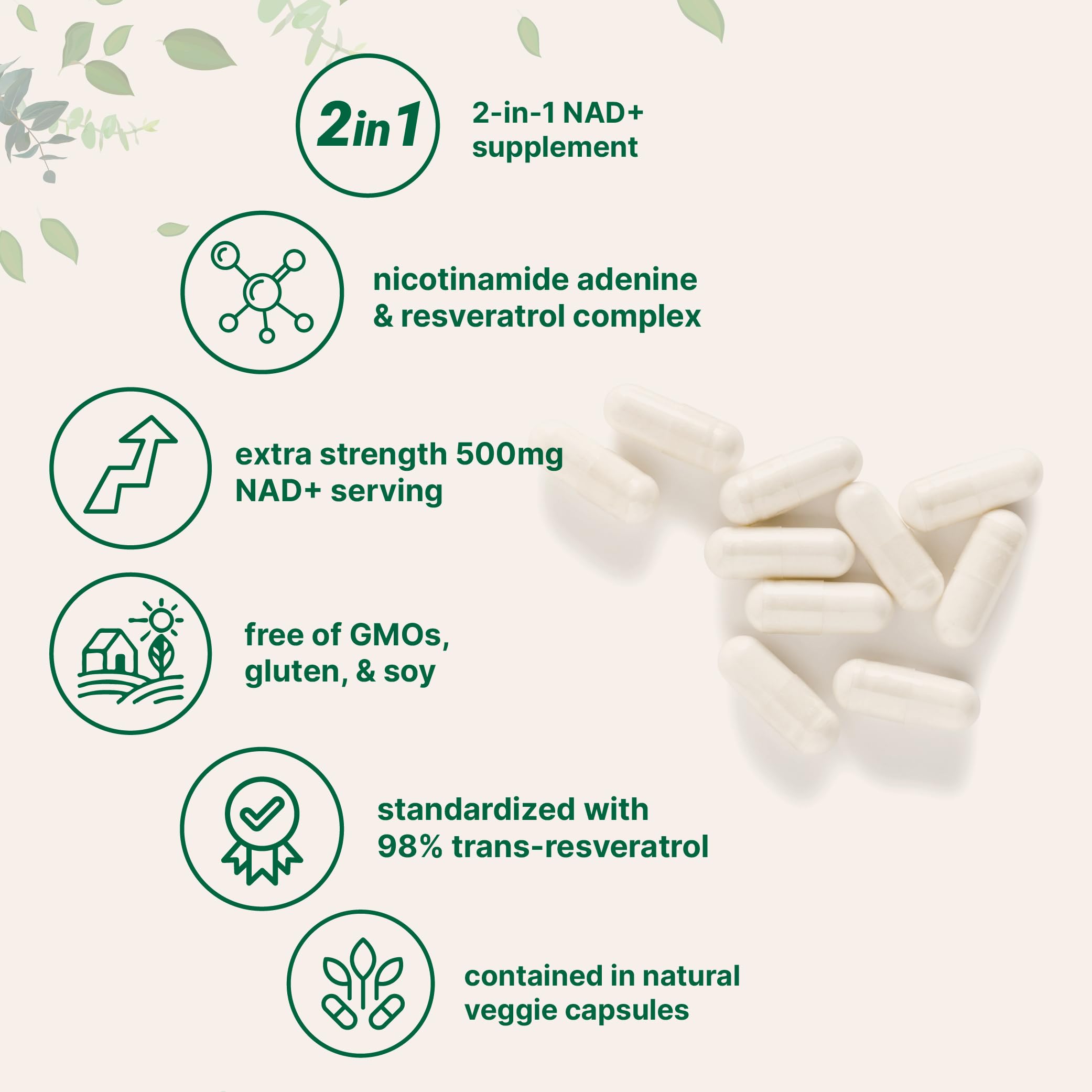 Micro Ingredients NAD+ 500mg with Resveratrol, 240 Veggie Capsules | 2-in-1 NAD Supplement for Women & Men | NMN Pathway Alternative | Non-GMO, Gluten Free Micro Ingredients Au supplements