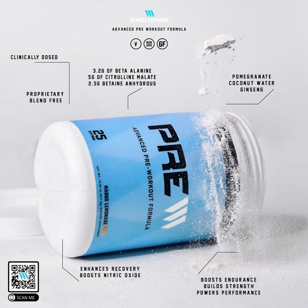 Swolverine PRE-Workout | Citrulline Malate, Carnosyn Beta Alanine, Carnitine, Ginseng Swolverine Au supplements