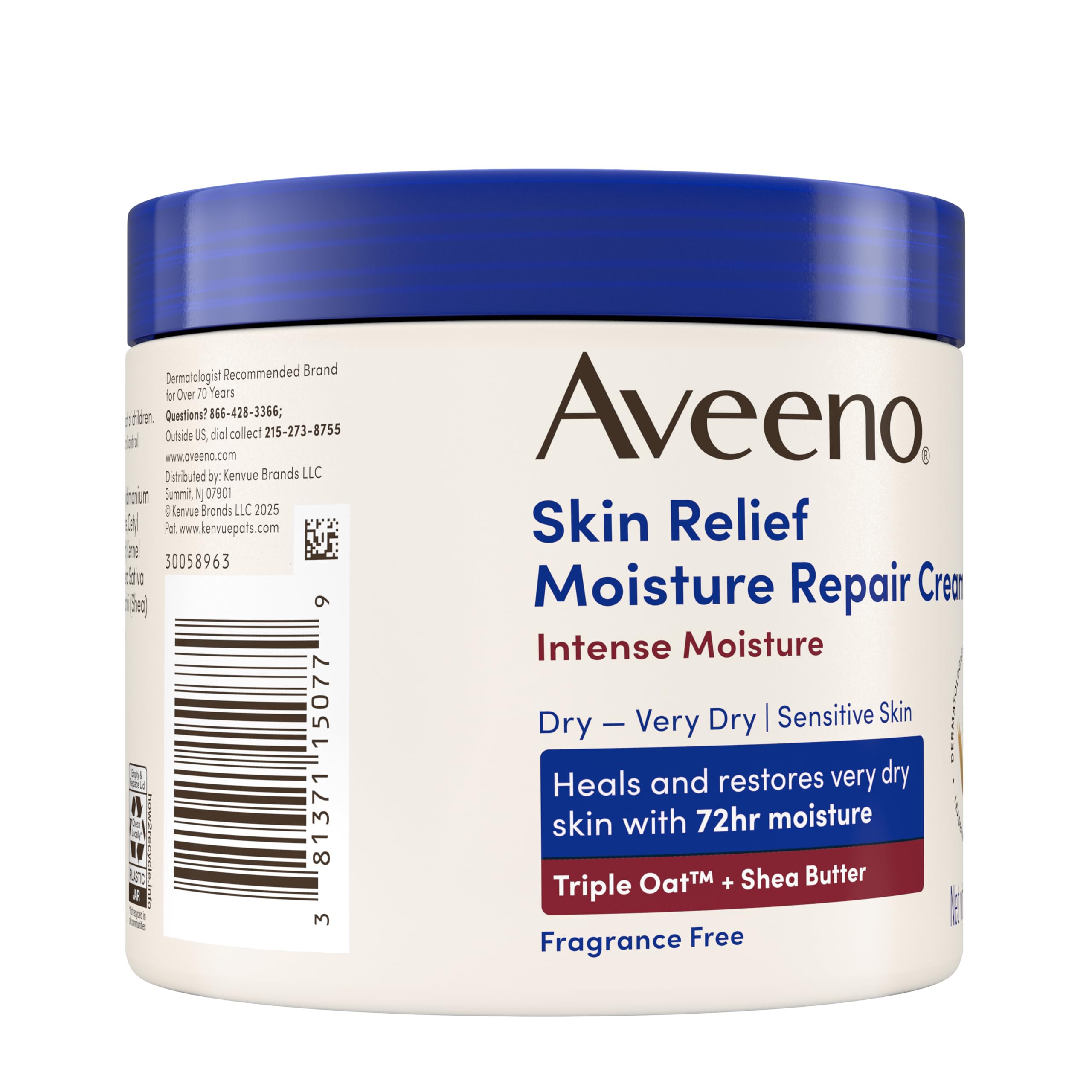 Aveeno Skin Relief Intense Moisture Repair Body Cream with Triple Oat & Shea Butter Formula, Helps Heal, Repair & Restore Very Dry Skin