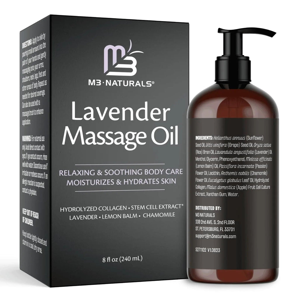 Lavender Massage Oil with Collagen and Stem Cells - Skin Tightening Massage Oil for Mass M3 Naturals Au supplements