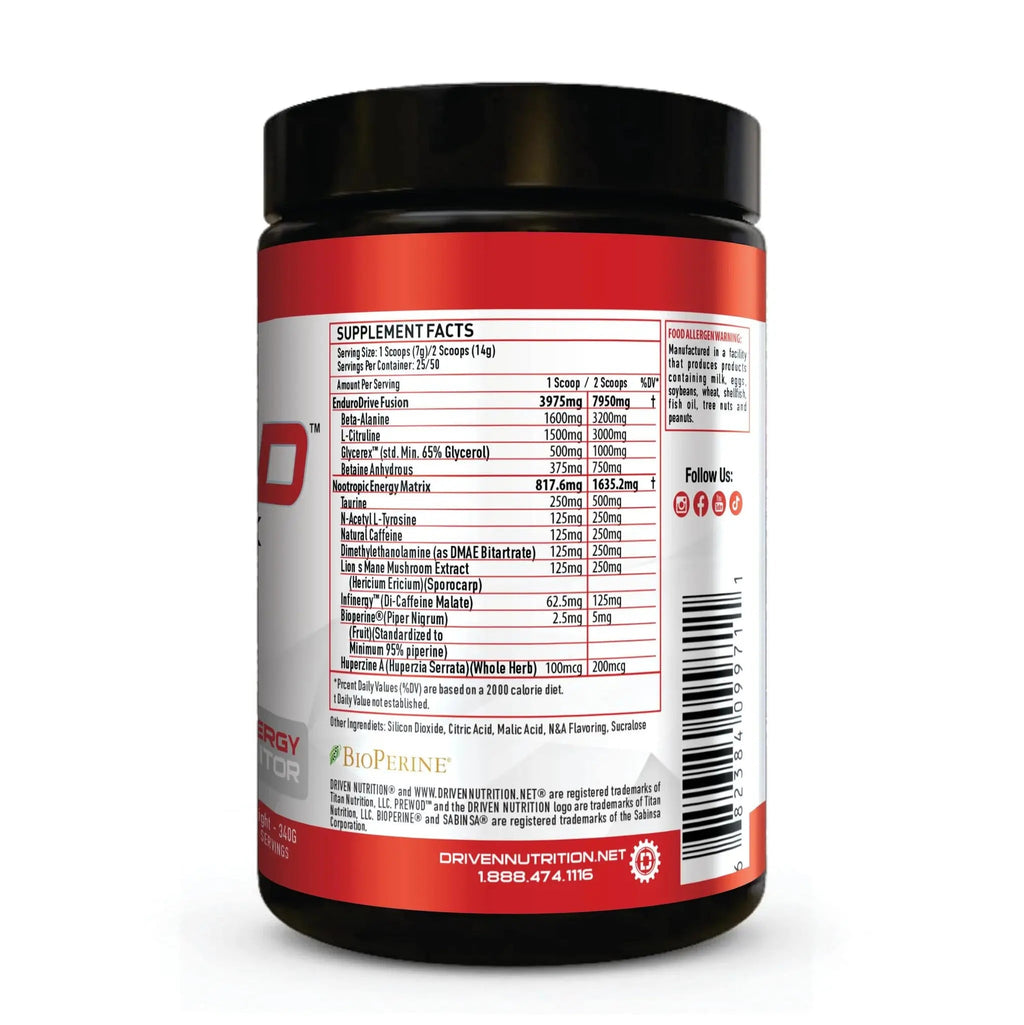 Driven PREWOD Energy Matrix, 50 Servings - Pre-Workout Supplement with Caffeine Driven Nutrition Au supplements