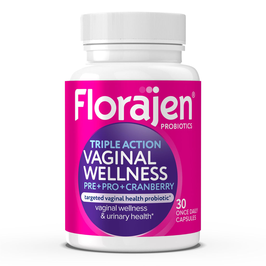 Florajen Women’s Triple-Action Probiotic, Prebiotic + Probiotic + Cranberry for Vaginal, Digestive, & Immune Support - Fast-Acting -