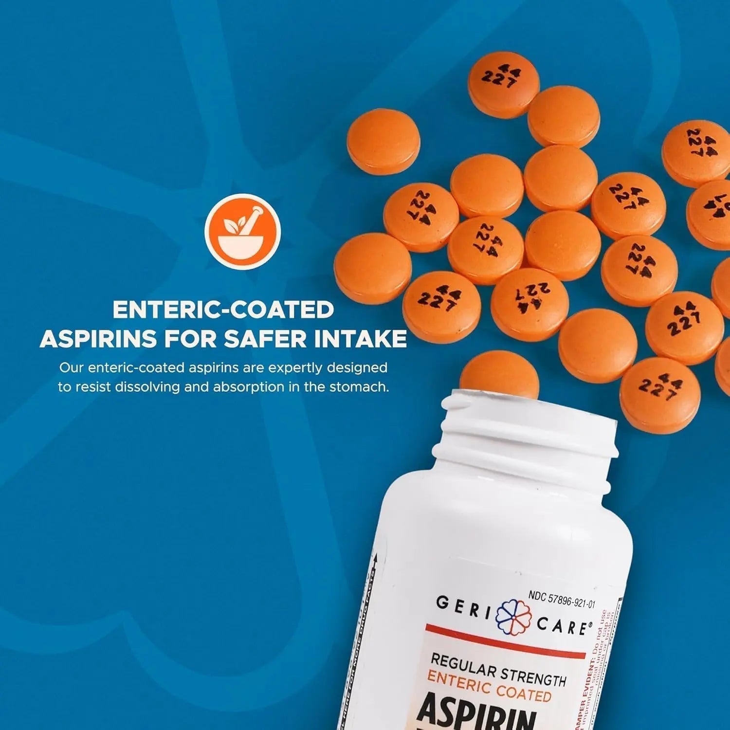 Enteric Coated Aspirin Tablets 325mg (100 Count) by GeriCare- NSAID Pain Reliever & Fever Reducer Coated Aspirin for Adults- Regular Strength Aspirin for Headache Arthritis Menstrual & Muscle Pain GeriCare Au supplements