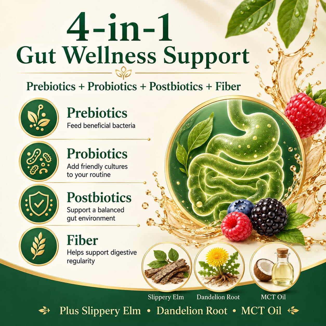PRIMEHAVEN Probiotic Kombucha Gummies - Prebiotics, Probiotics, Postbiotics, Fiber Supplement, Slippery Elm, Dandelion Root, for Bloating, Gut Health