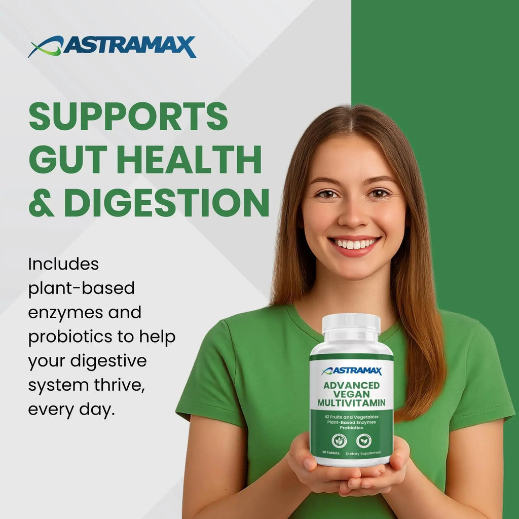 Astramax Advanced Vegan Multivitamin | Whole Food-Based Vitamin & Mineral Complex with 26 Nutrients, B12, D3, Probiotics & 42 Superfoods | Astramax Au supplements