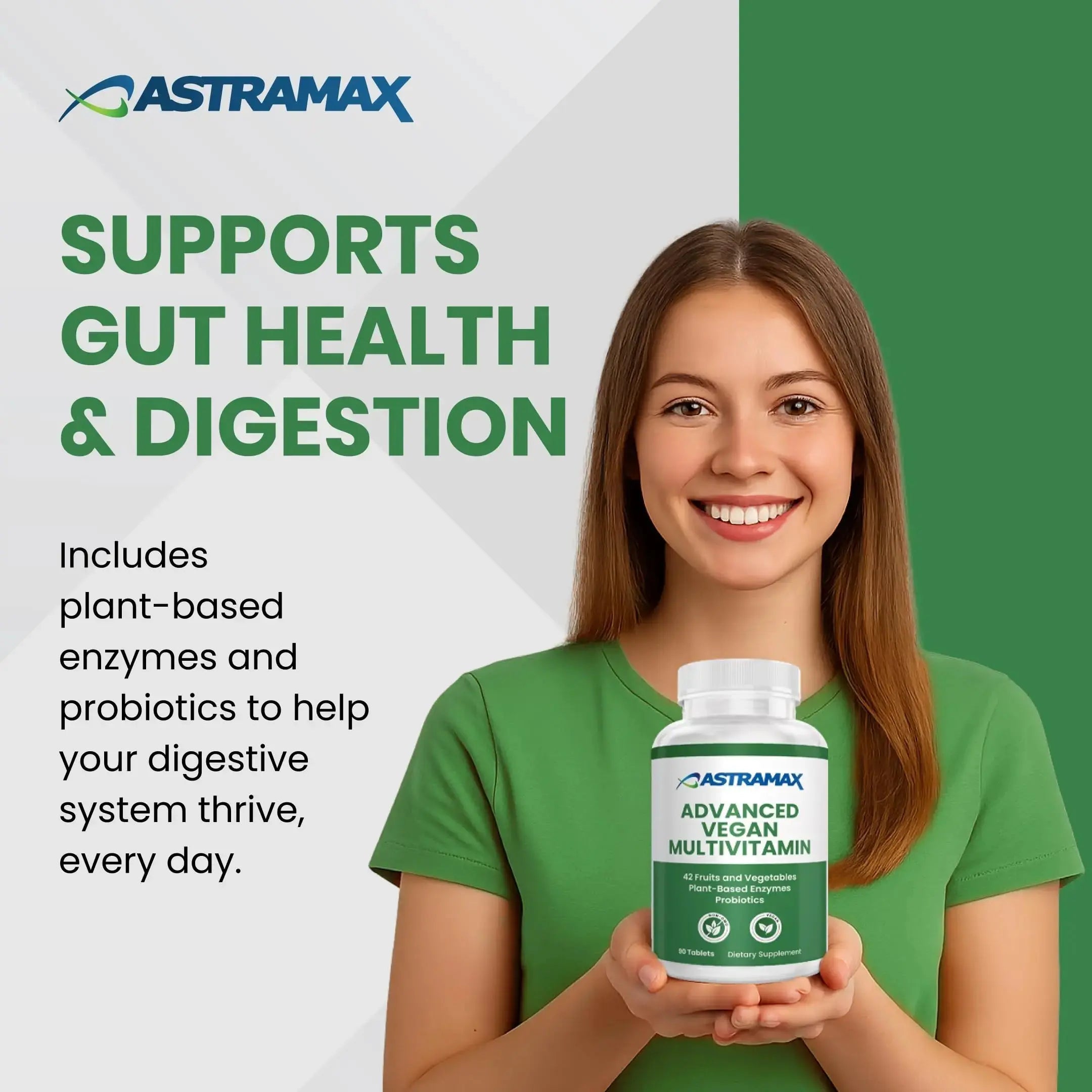 Astramax Advanced Vegan Multivitamin | Whole Food-Based Vitamin & Mineral Complex with 26 Nutrients, B12, D3, Probiotics & 42 Superfoods | Astramax Au supplements